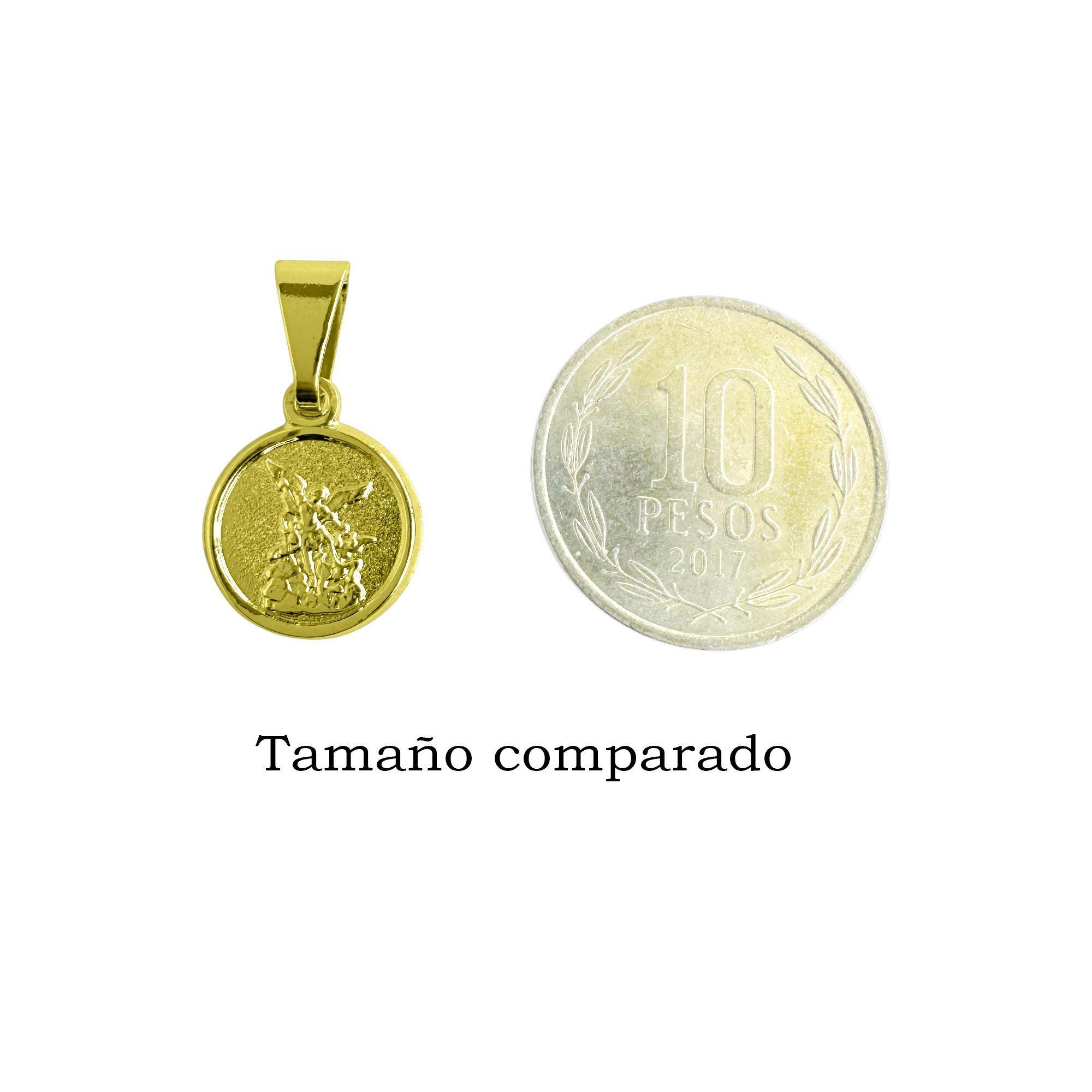 Colgante Medalla San Miguel  Arcángel 12mm Enchapado Oro 18K-3