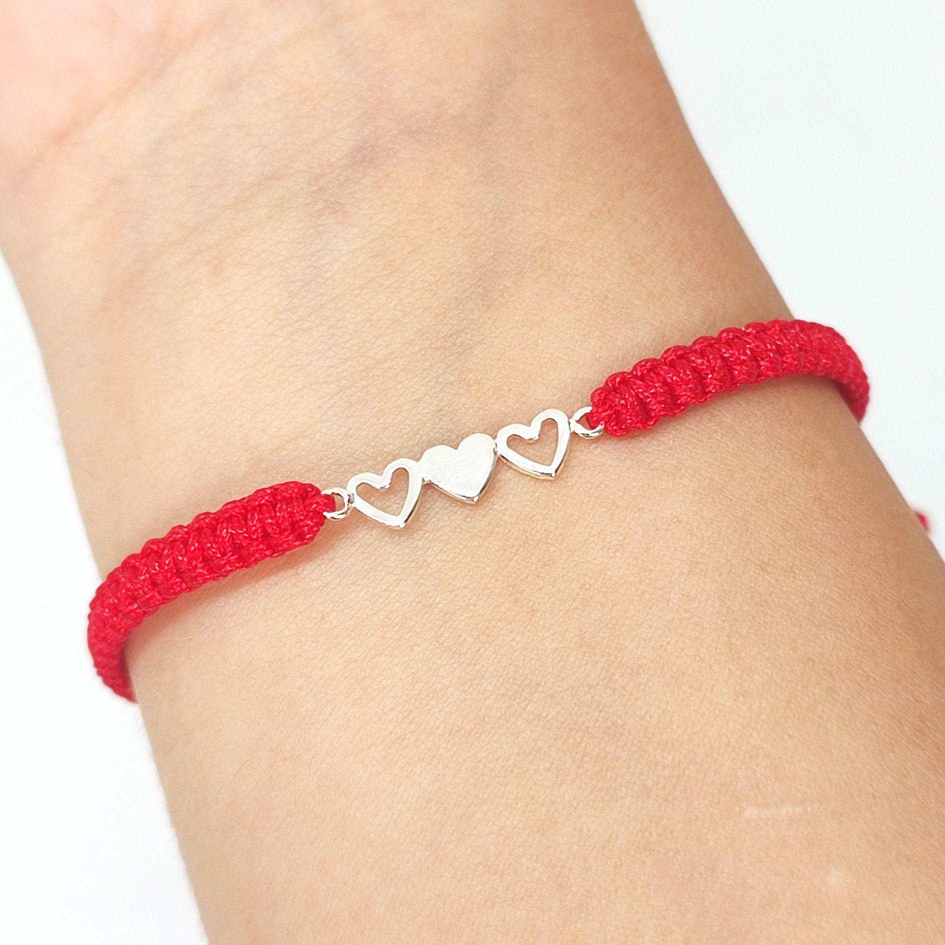 Pulsera Julieta Cordón Rojo Plata Fina 925-2