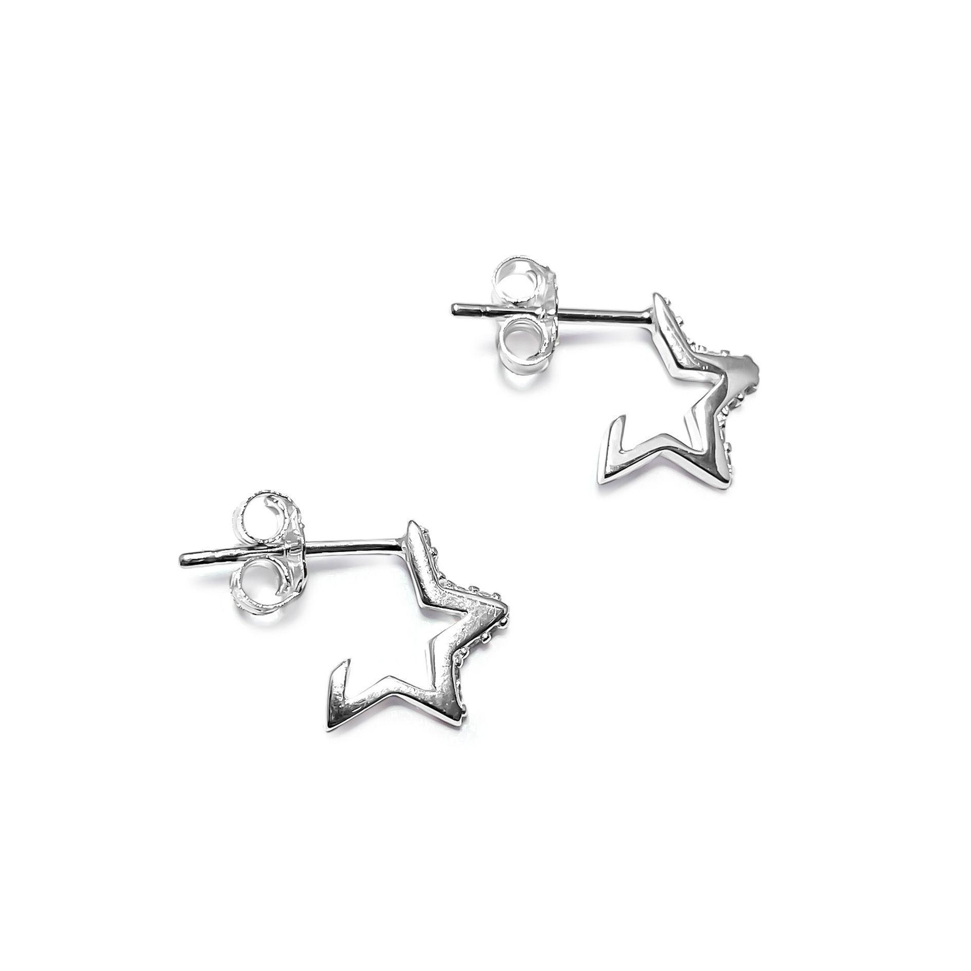 Aros Argolla Estrella Circón Plata Fina 925-2