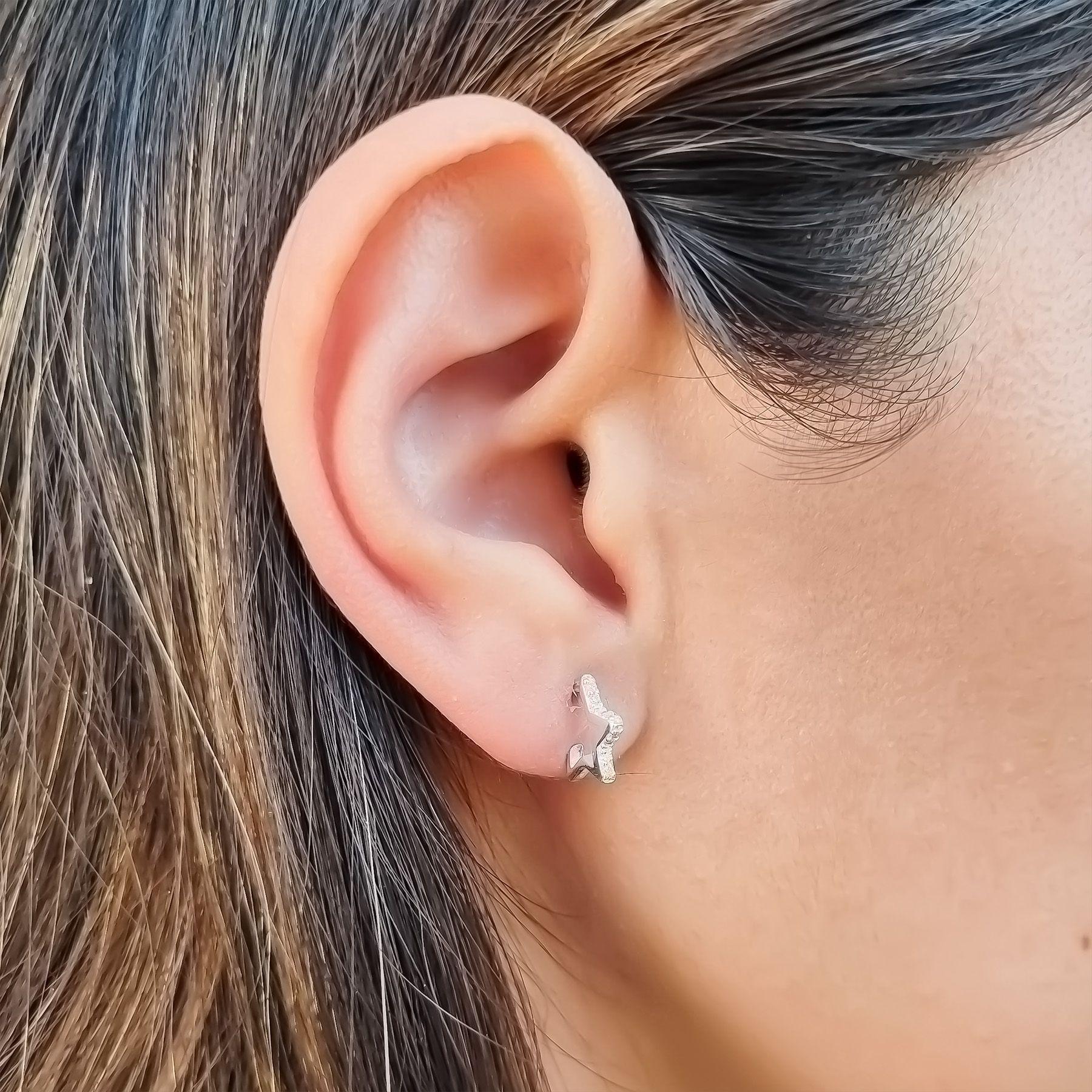 Aros Argolla Estrella Circón Plata Fina 925-4