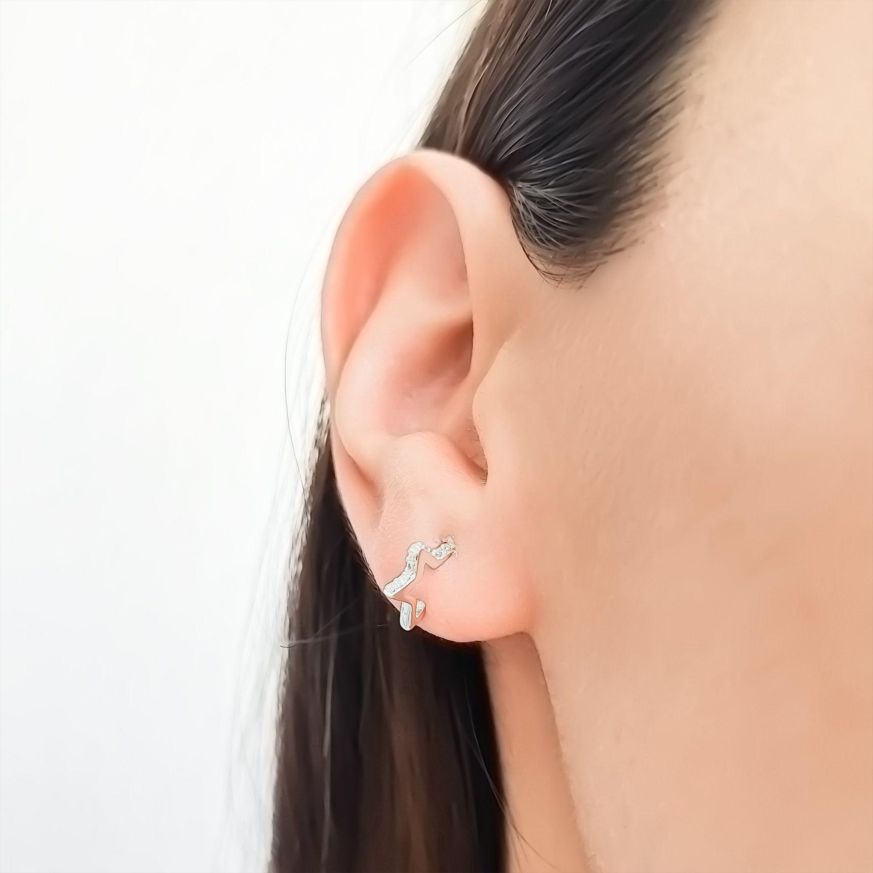Aros Argolla Estrella Circón Plata Fina 925-5