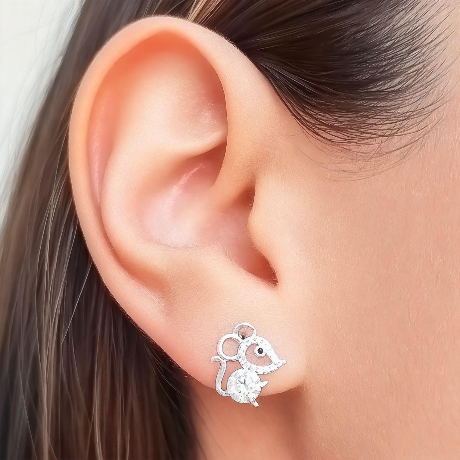 Aros Ratón Circón Plata Fina 925-2