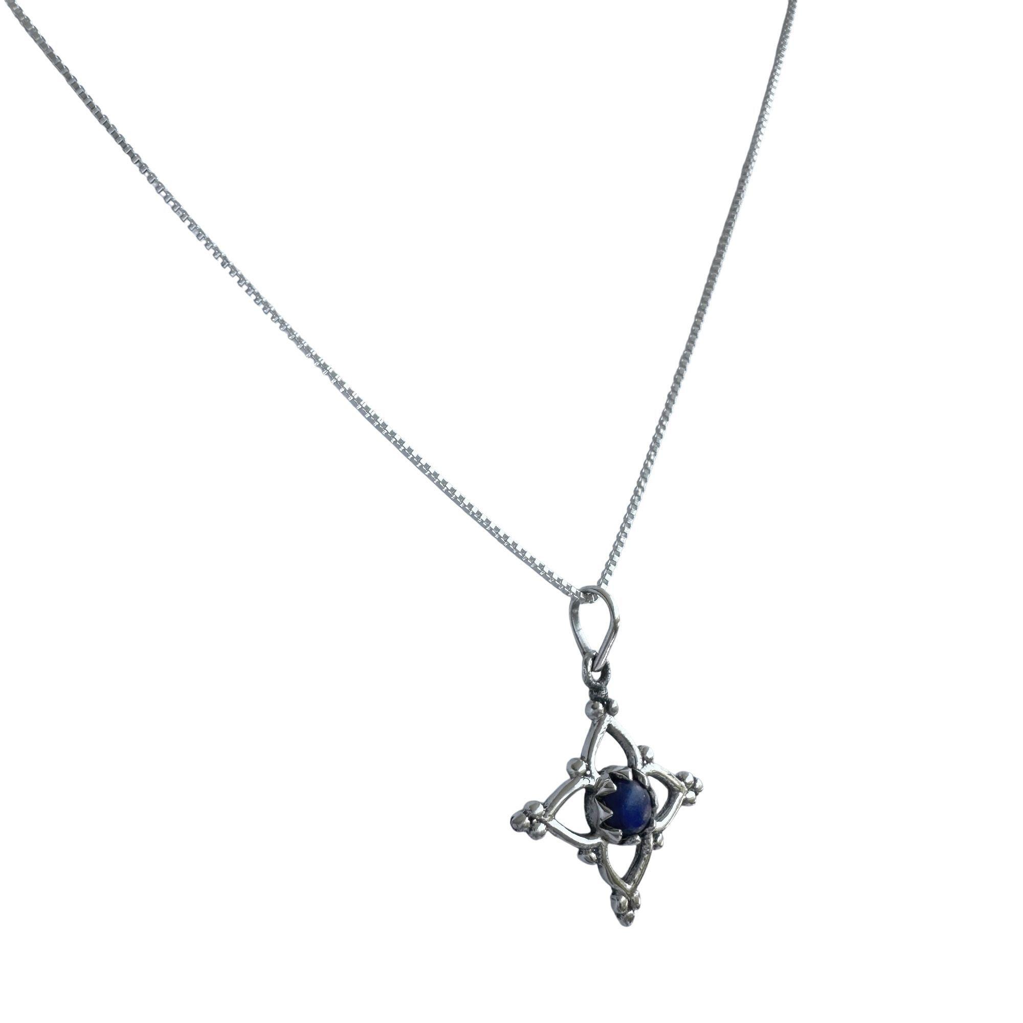 Collar Lapislázuli Trébol Místico Plata Fina 925-3