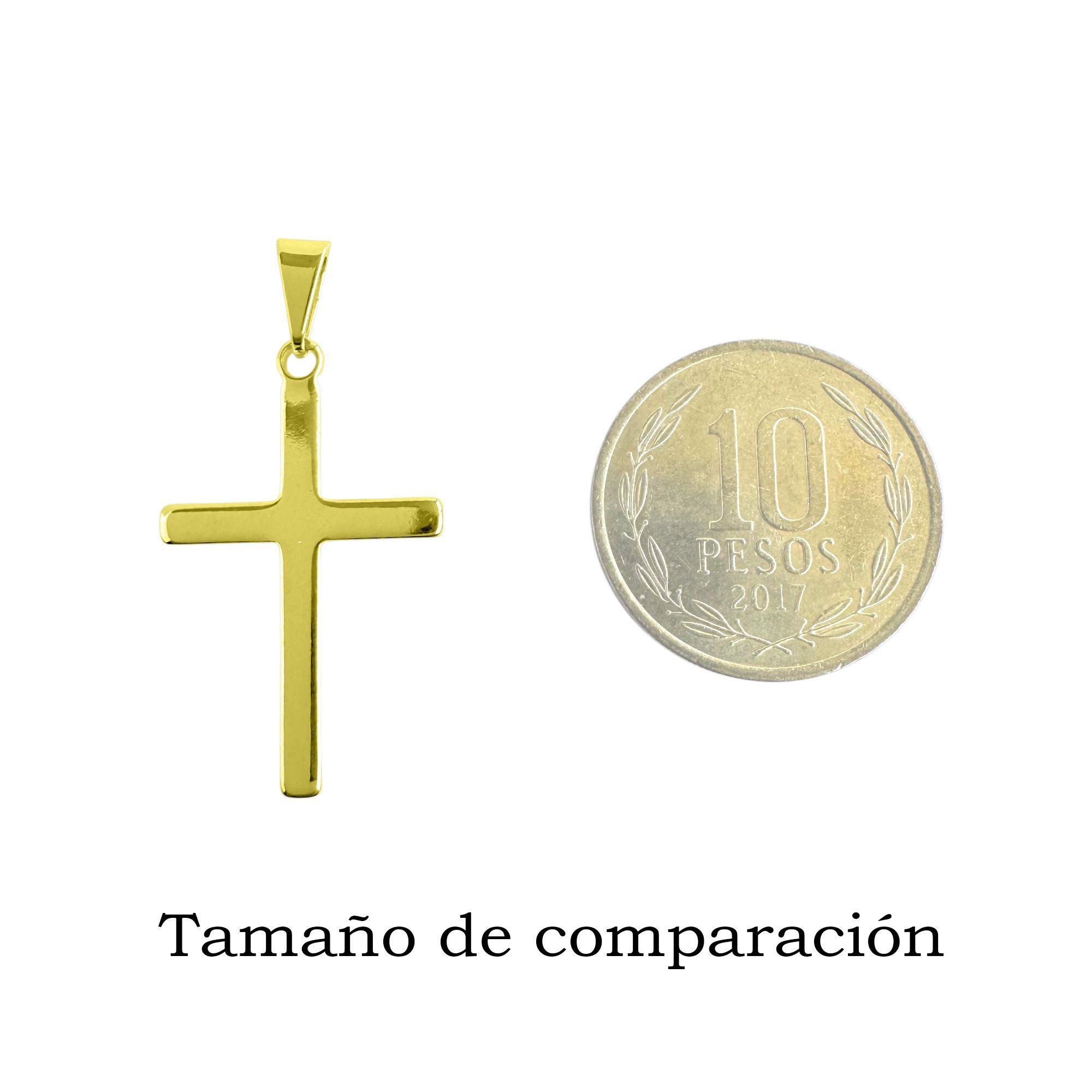 Colgante Cruz Liso Plano Enchapado Oro 18K-3