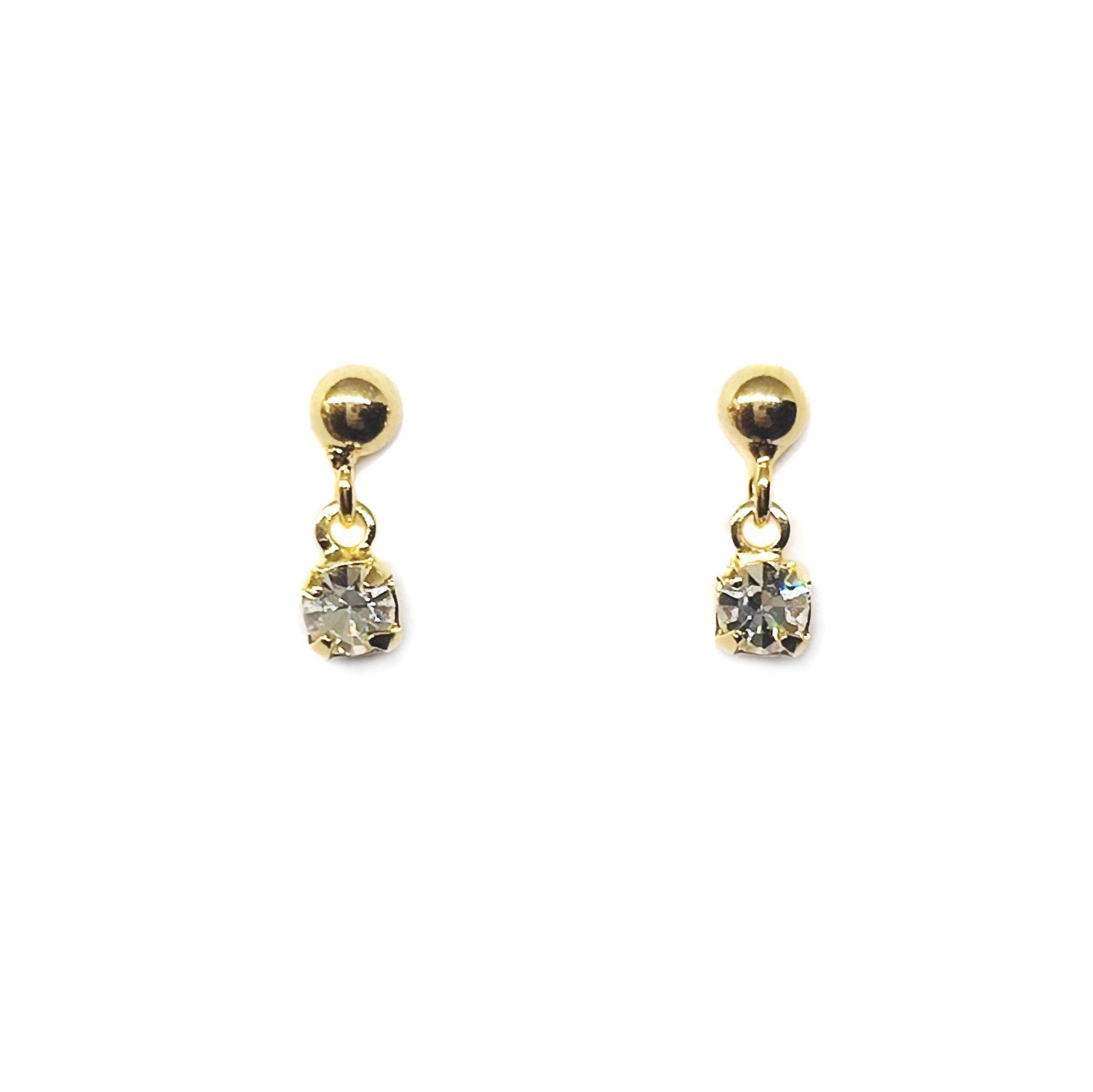 Aros Niña Circón Colgando Enchapado Oro 18 K-2