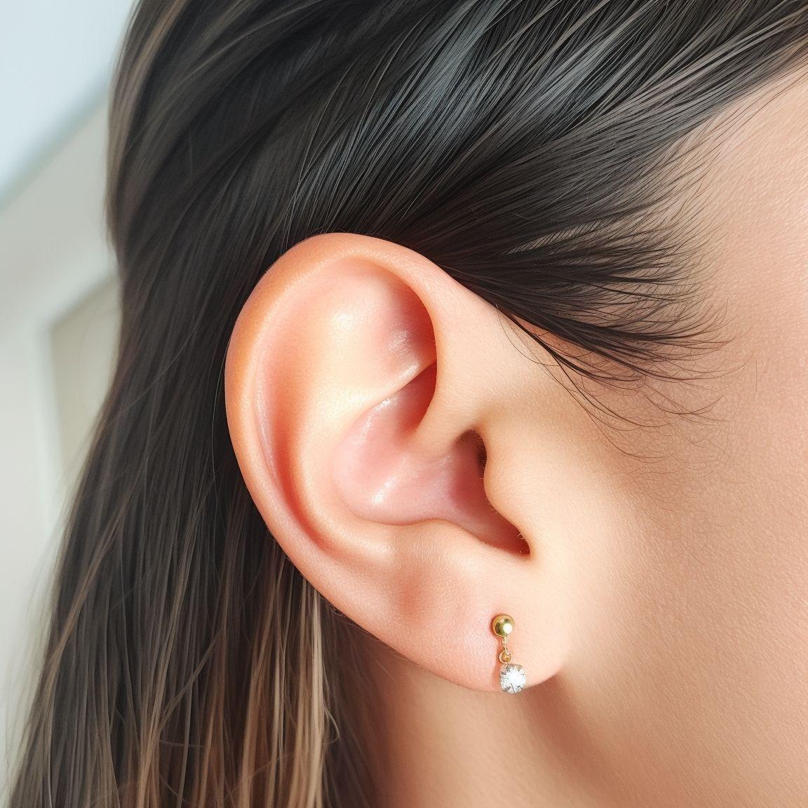 Aros Niña Circón Colgando Enchapado Oro 18 K-3