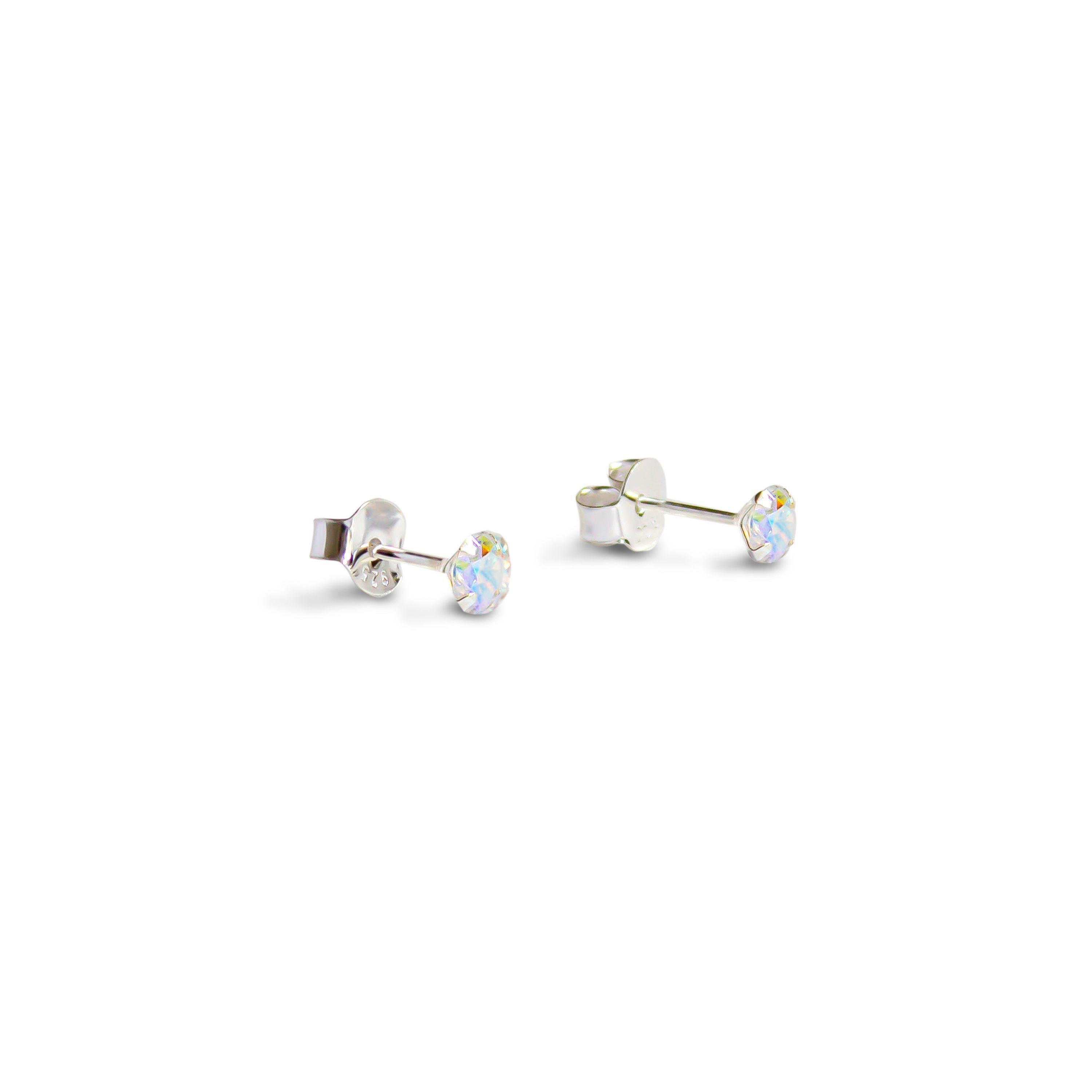 Aros Circón Tornasol Grifas 4mm Plata Fina 925-2
