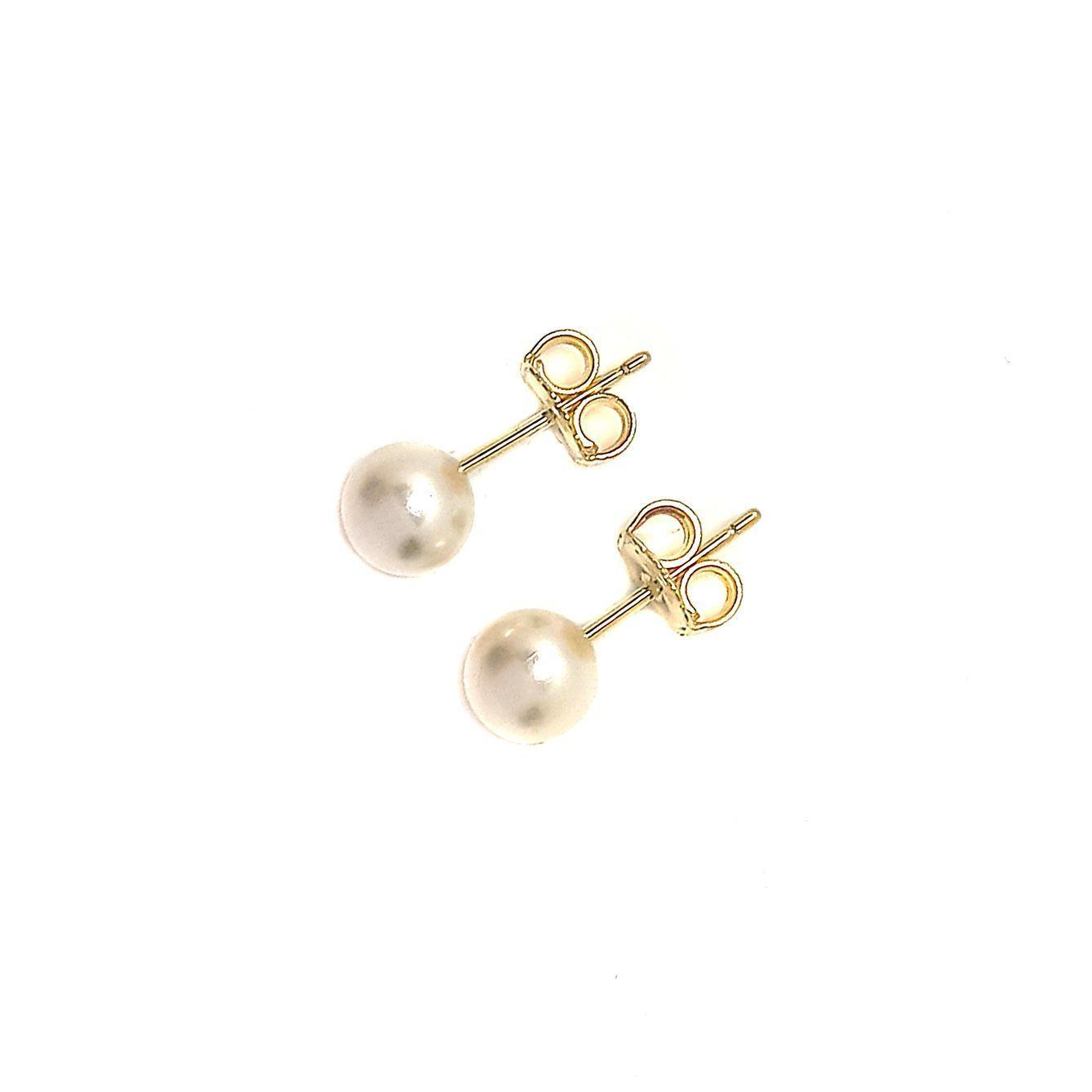 Aros Perla Sintética 6mm Enchapado Oro 18K-2