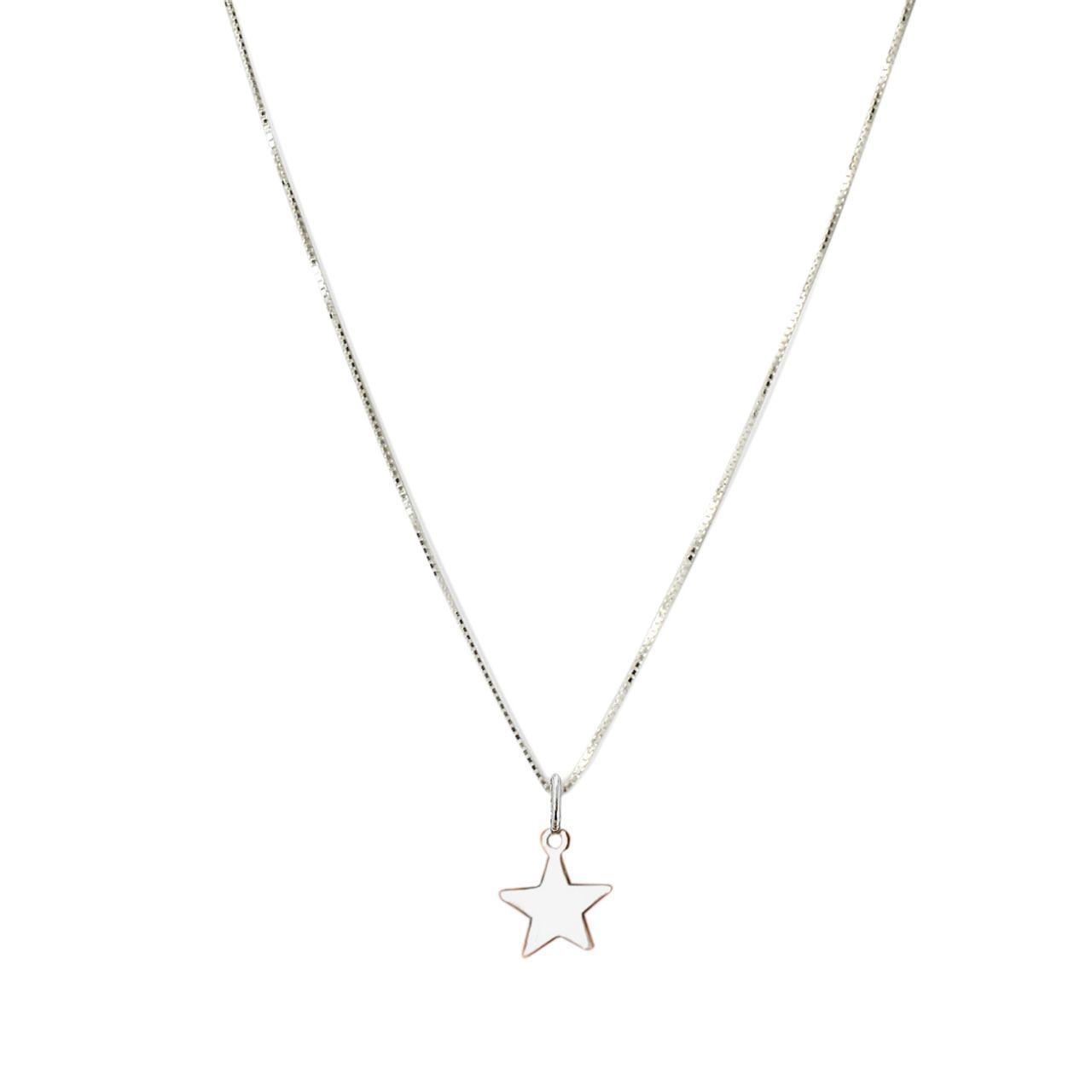 Collar Estrella Lisa Plata Fina 925-0