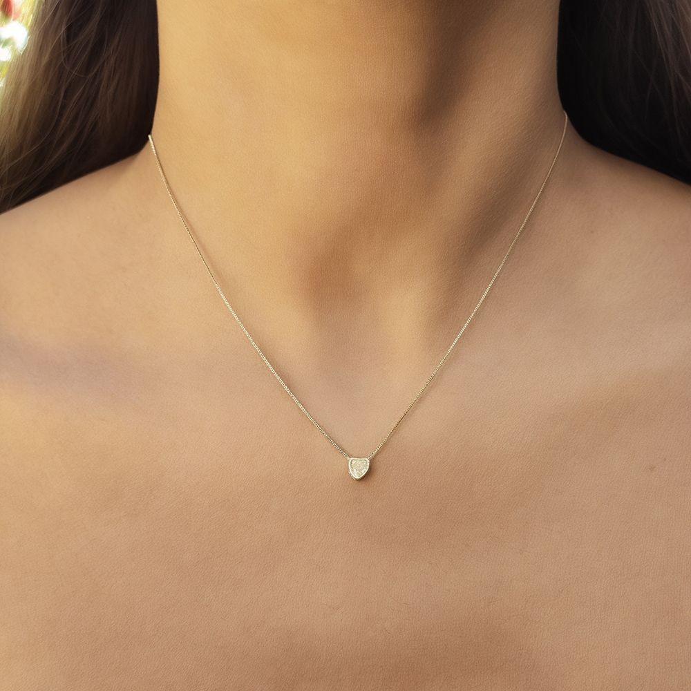 Collar Mini Corazón Circón Enchapado Oro 18K-1