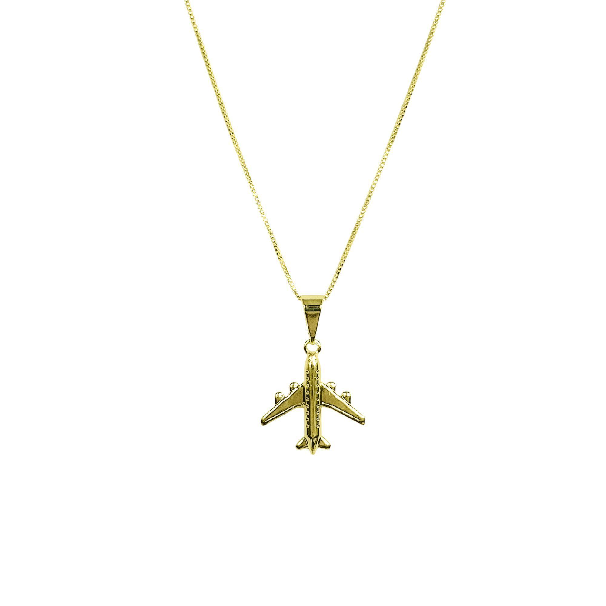 Collar Avión Enchapado Oro 18K-3