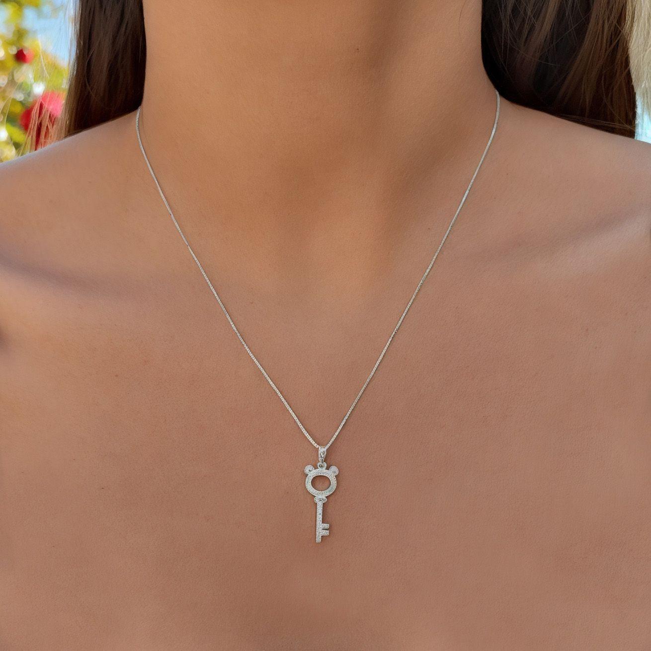 Collar LLave Circones Plata Fina 925-3