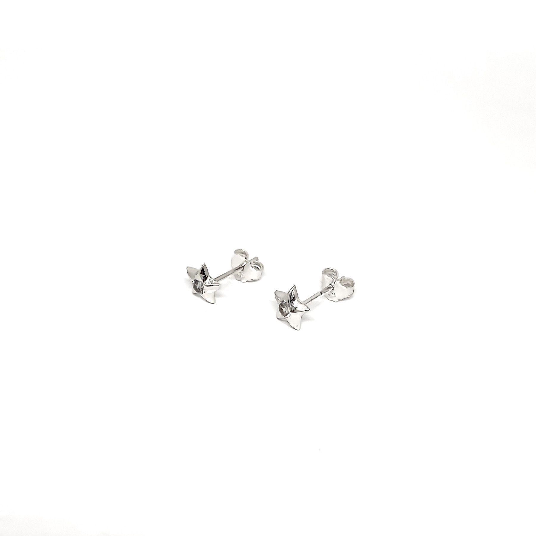 Aros Estrellas Circón Blanco 7mm Plata Fina 925-2