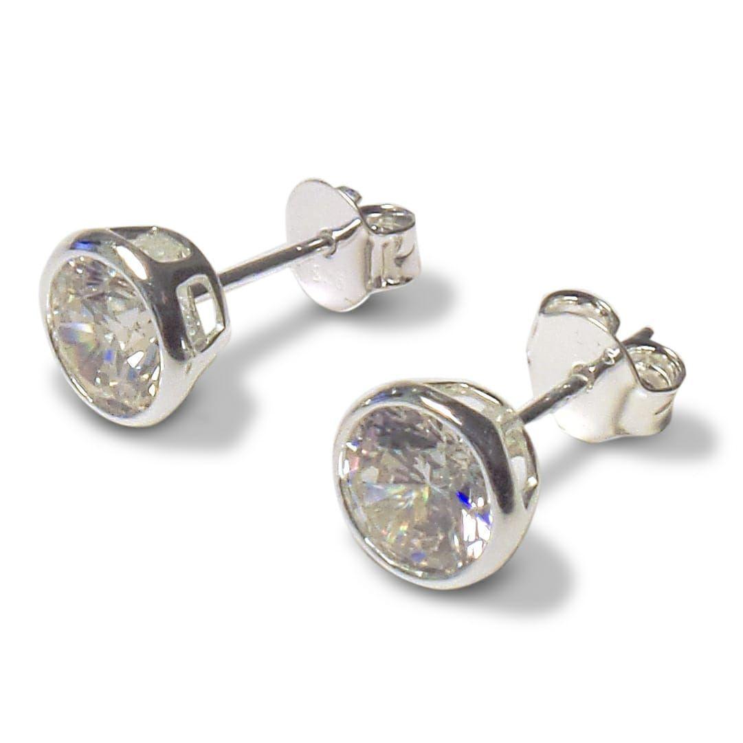Aros Circón Solitario Redondo 6mm Plata Fina 925-3
