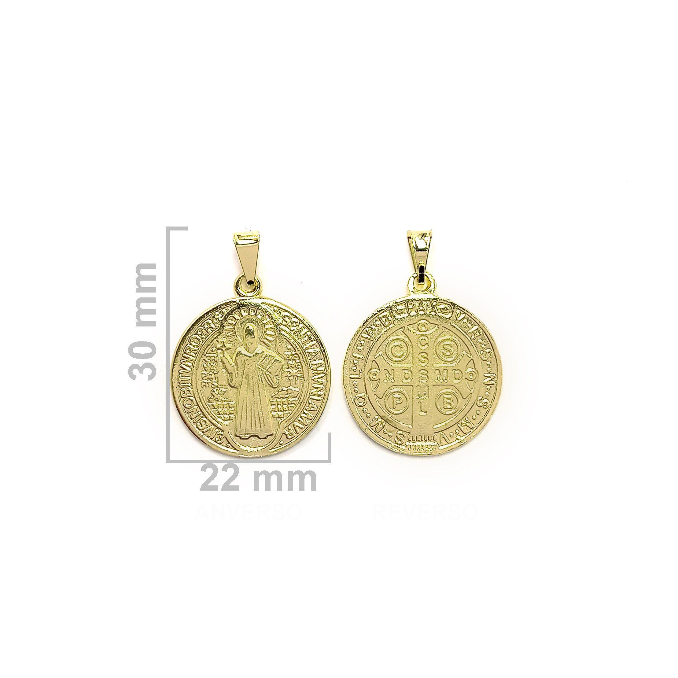 Colgante Medalla San Benito Grande 22mm Enchapado Oro 18K-2