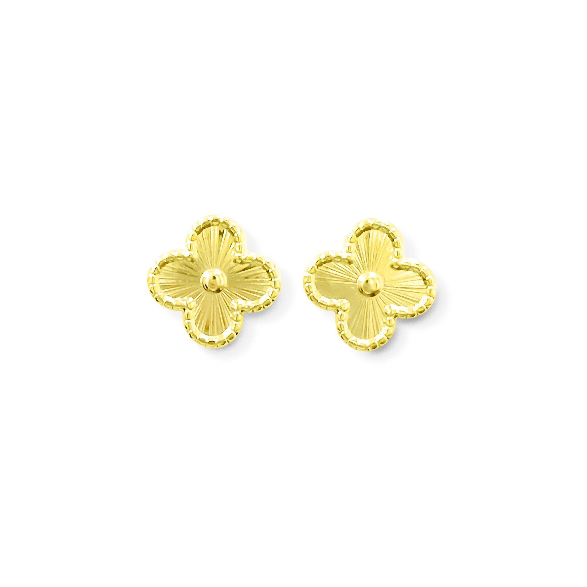 Aros Trébol Lámina Satinada Borde Enchapado Oro 18K-2