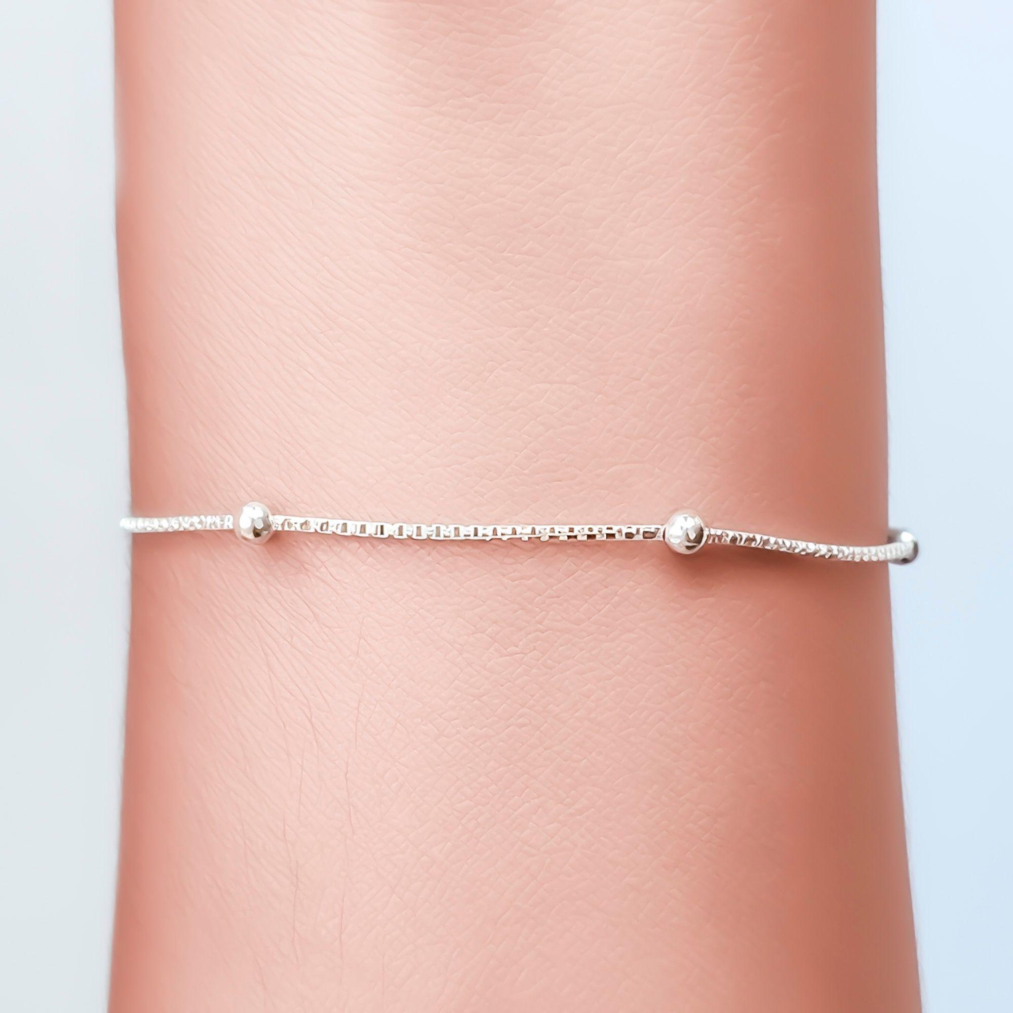Pulsera 6 Bolitas Cadena Veneciana Plata Fina 925 -2