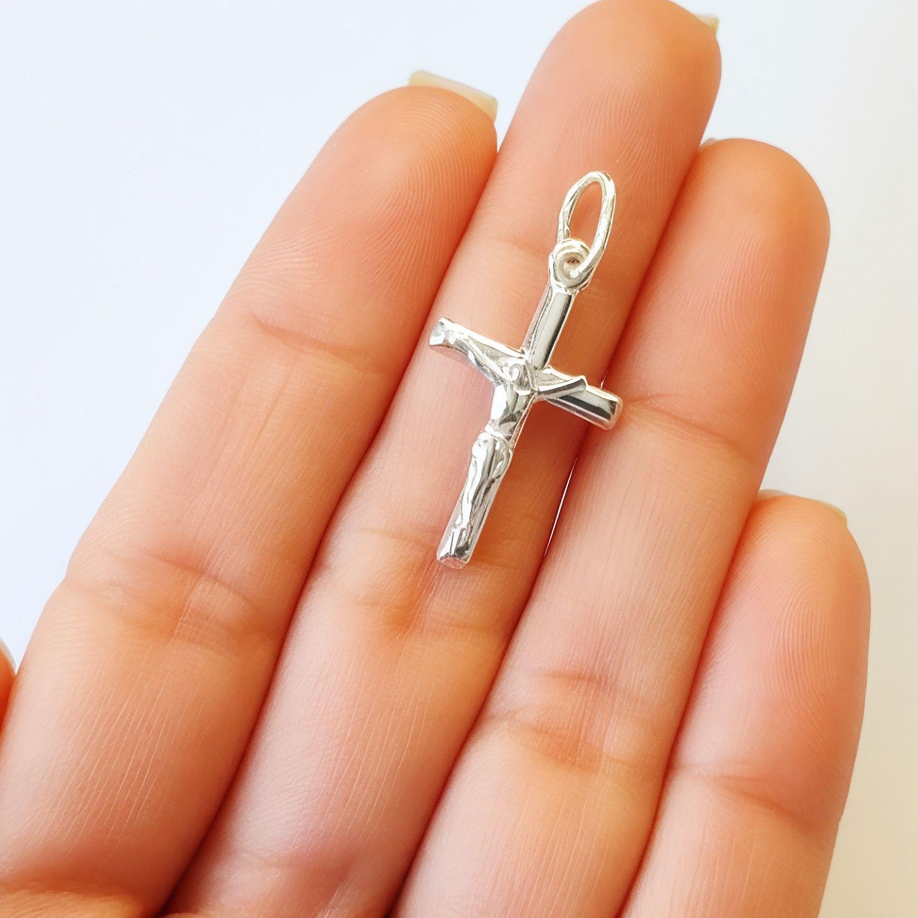 Colgante Cruz Cristo Tubo Plata Fina 925-2