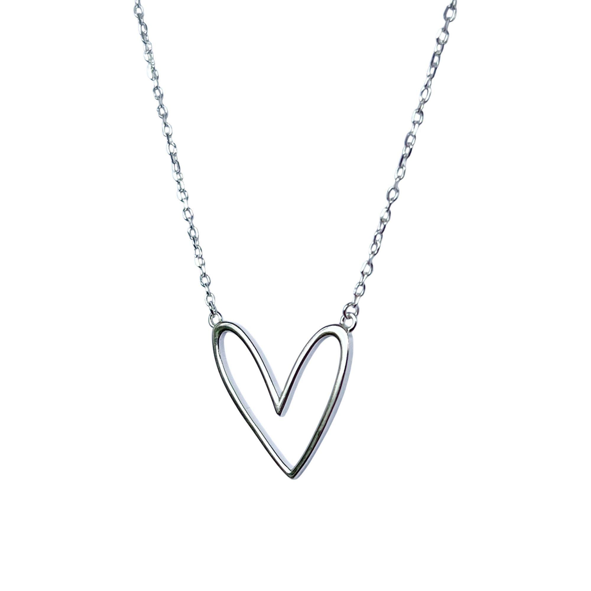 Collar Corazón Calado Plata Fina 925-2