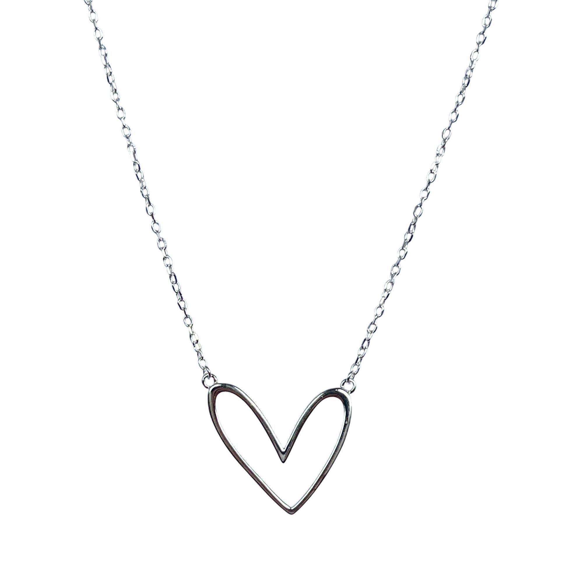 Collar Corazón Calado Plata Fina 925-3