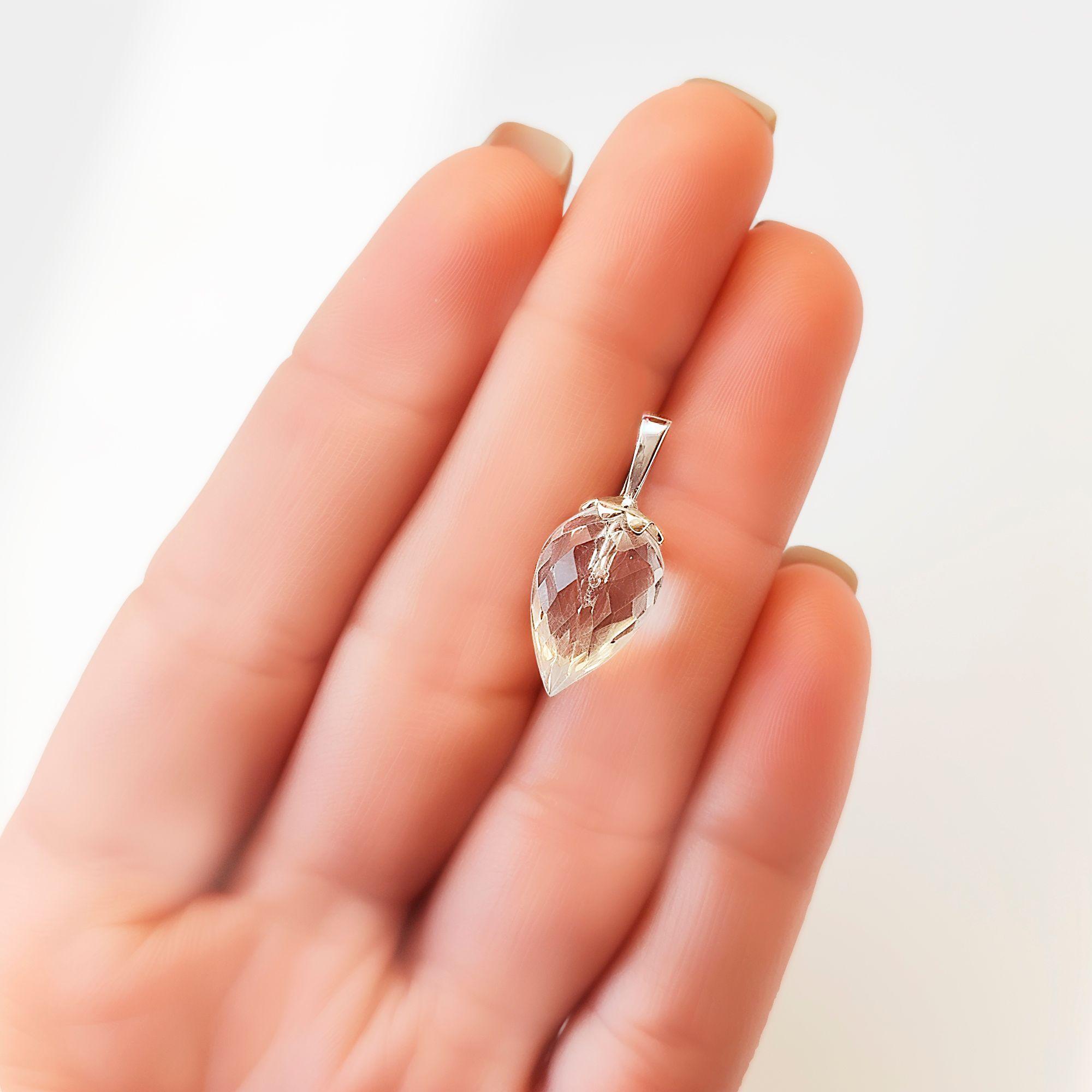 Colgante Péndulo Cuarzo Blanco Plata Fina 925-2