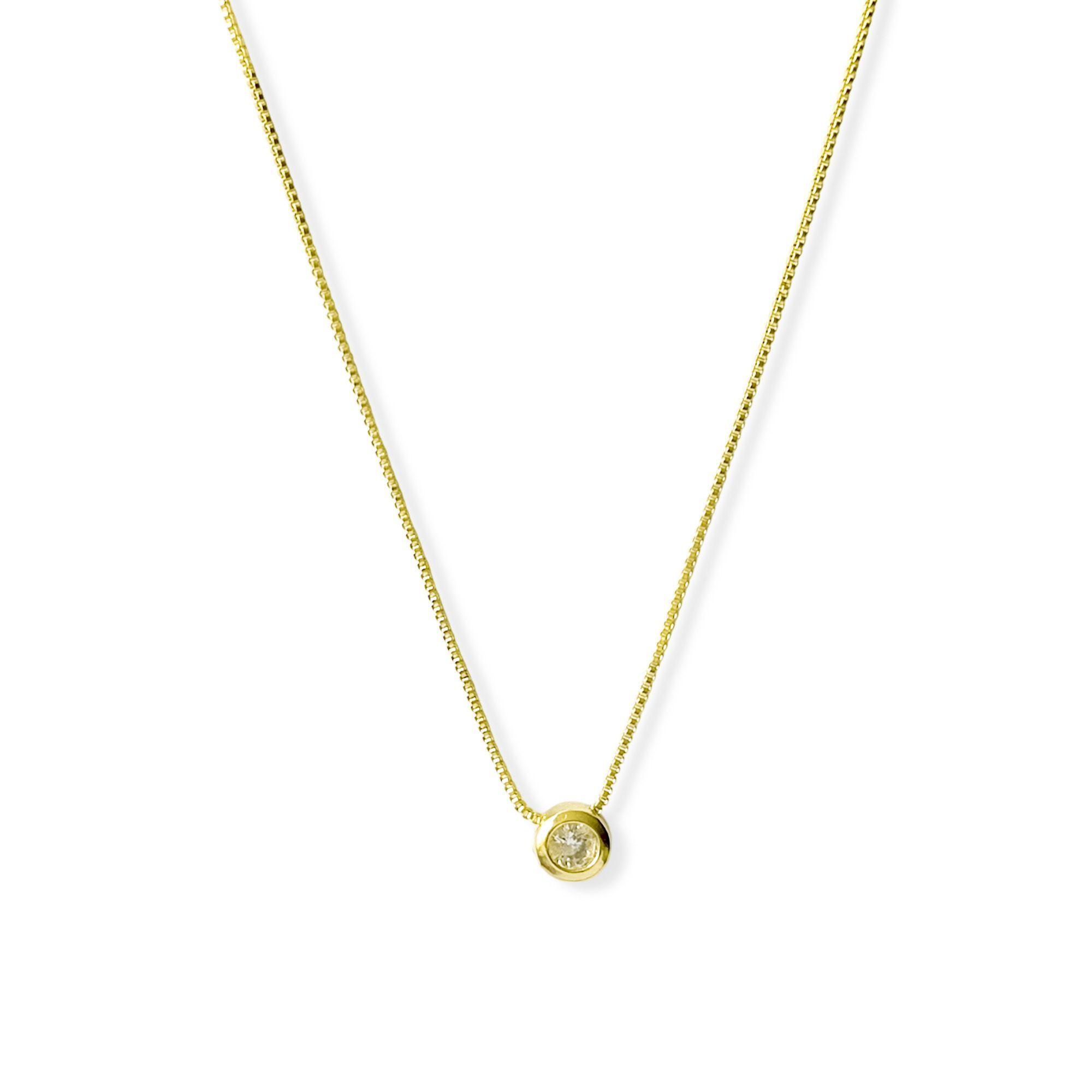 Collar Punto De Luz 5mm Borde Enchapado Oro 18K-0
