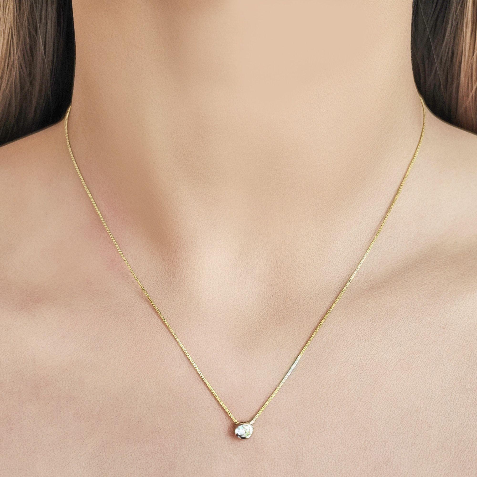 Collar Punto De Luz 5mm Borde Enchapado Oro 18K-2