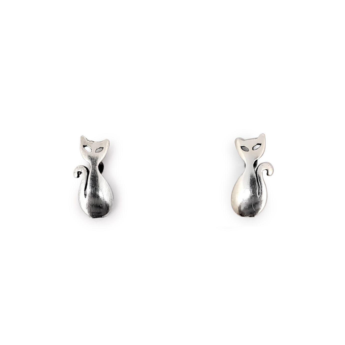Aros Gato Liso Plata Fina 925-2