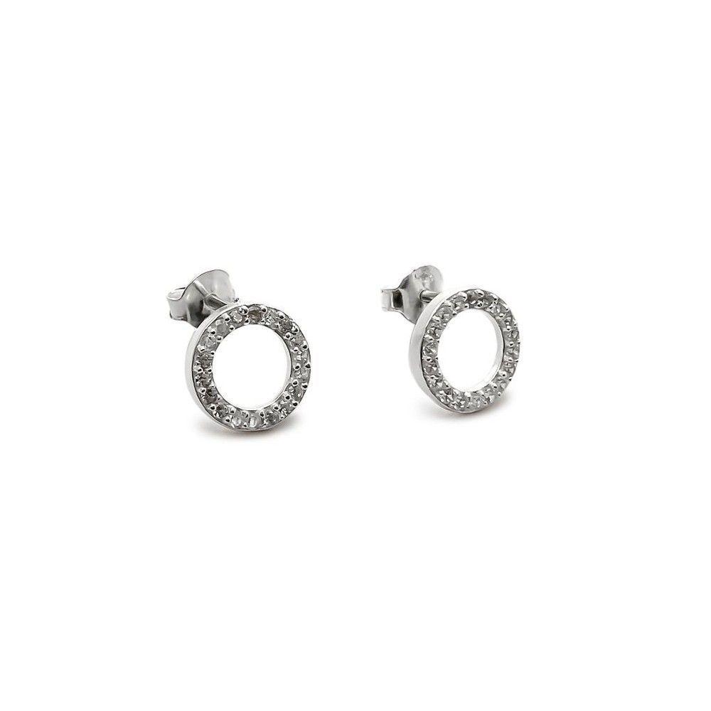 Aros Circulo Circón 9mm Plata Fina 925-2