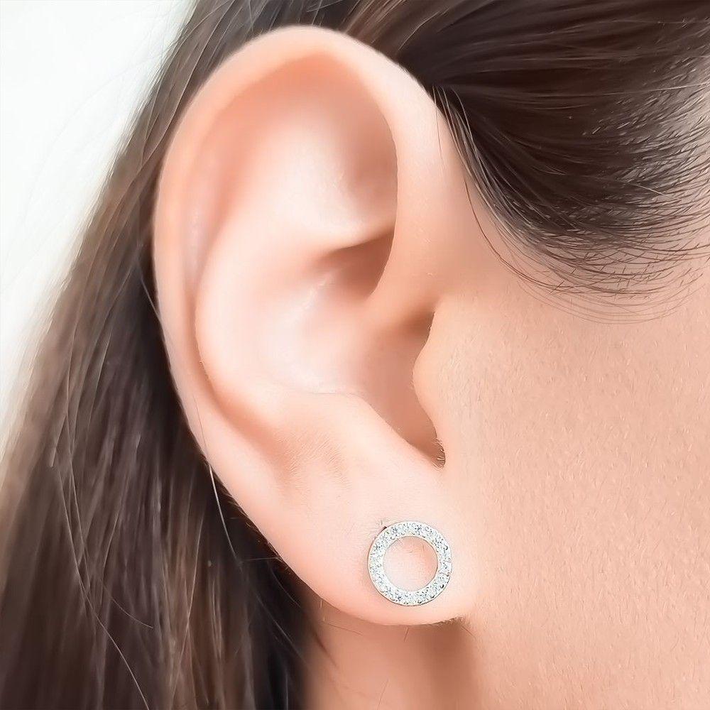 Aros Circulo Circón 9mm Plata Fina 925-3