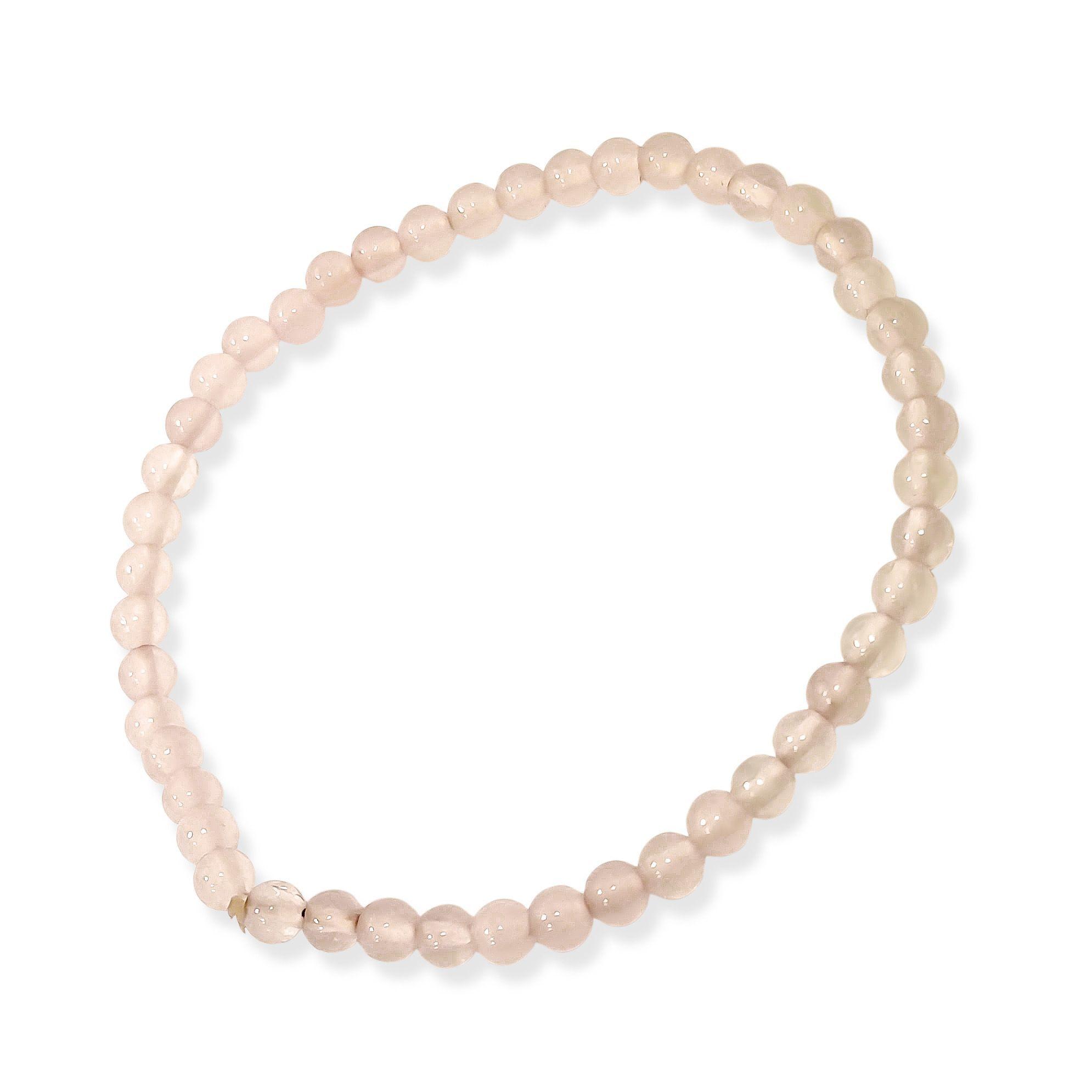 Pulsera Cuarzo Blanco 4mm Elasticada-0