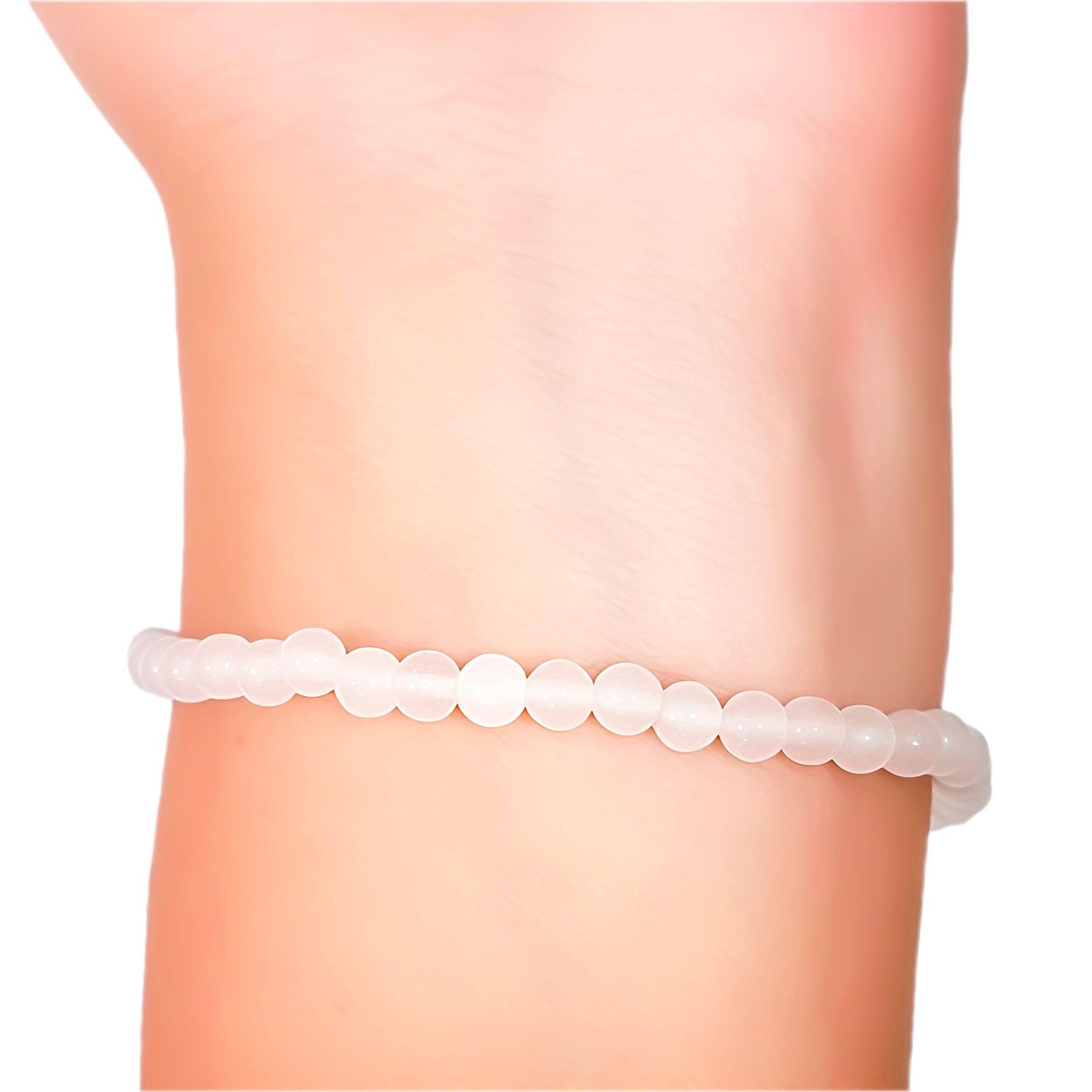 Pulsera Cuarzo Blanco 4mm Elasticada-2