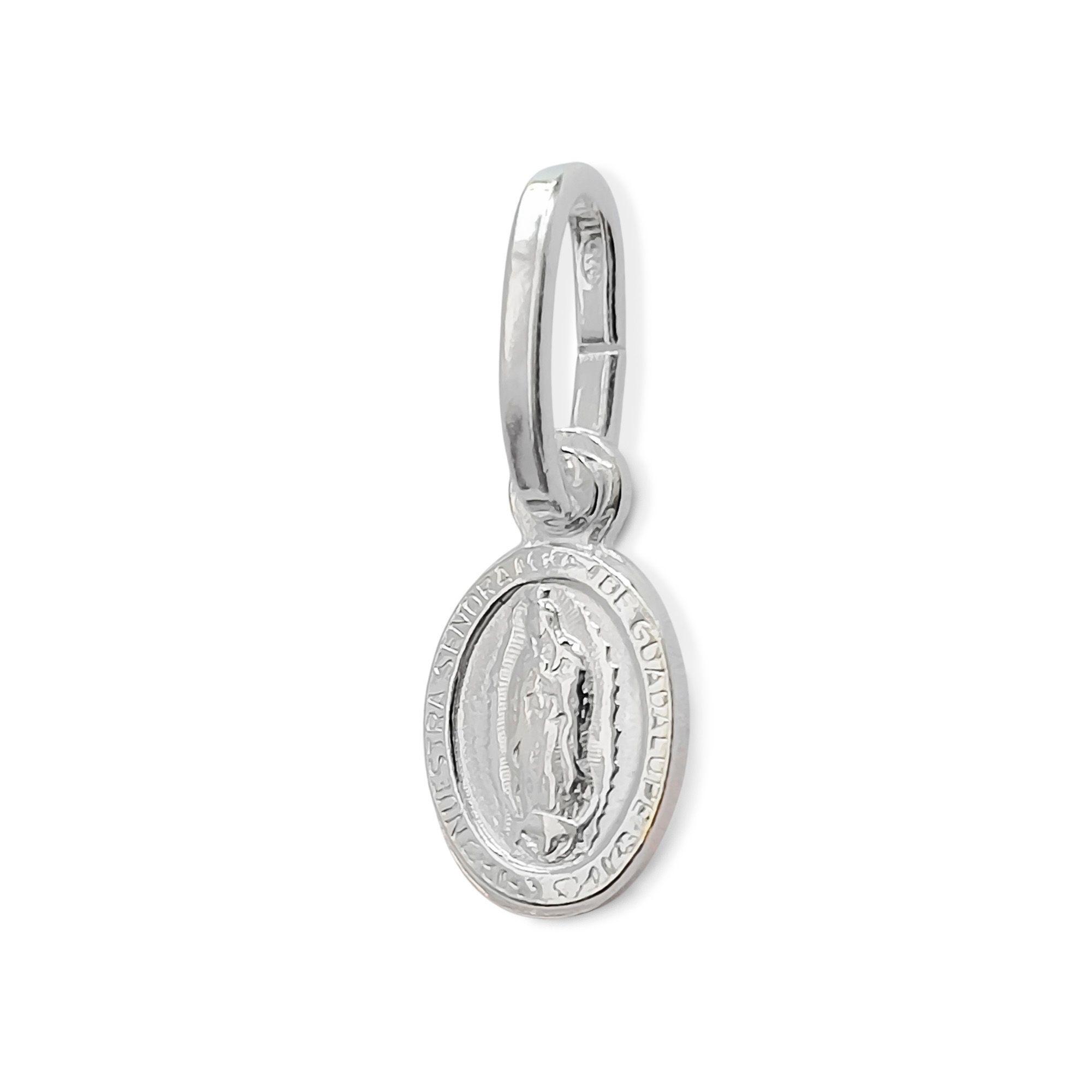 Colgante Medalla Virgen De Guadalupe Mini Borde 8X6mm Plata Fina 925-2
