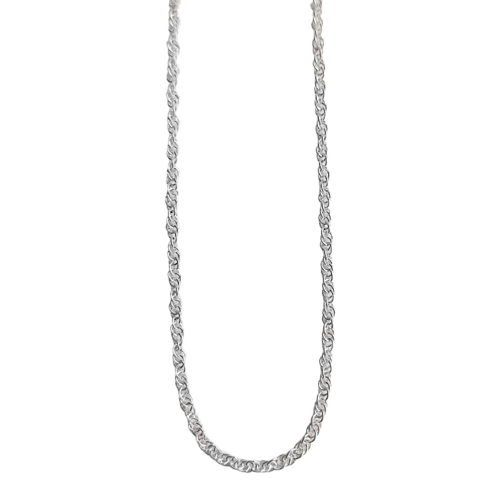 Cadena Cordón Tupido Enroscado 60cm Plata Fina  925 -0