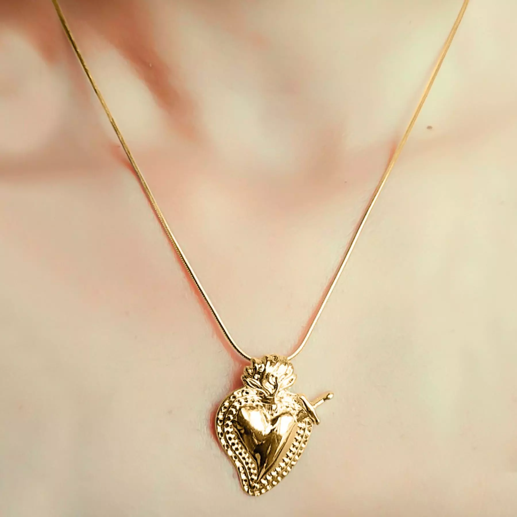 Collar Corazón Detente Enchapado Oro 18K-1