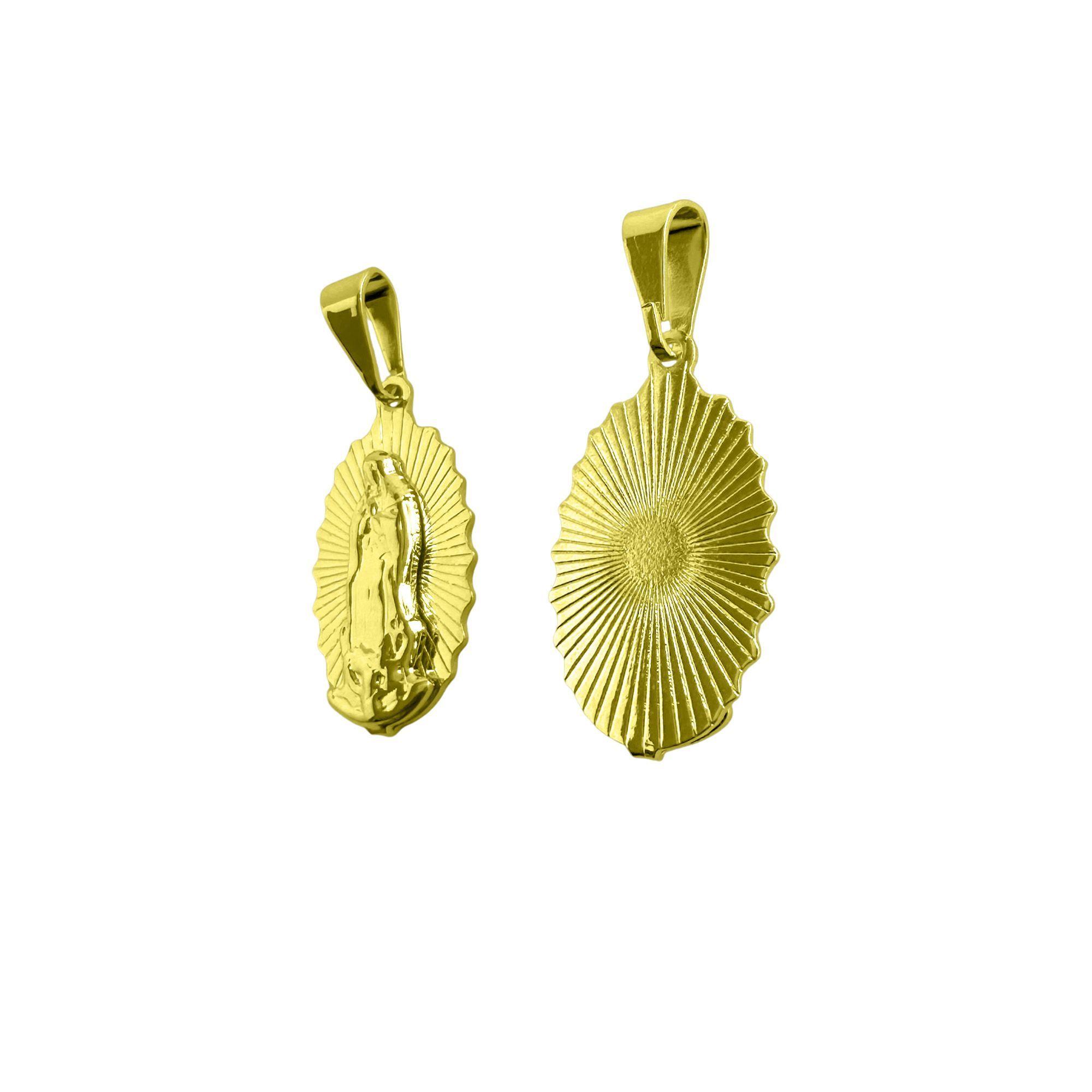 Colgante Medalla Guadalupe Irregular 11mm Enchapado Oro 18K-2