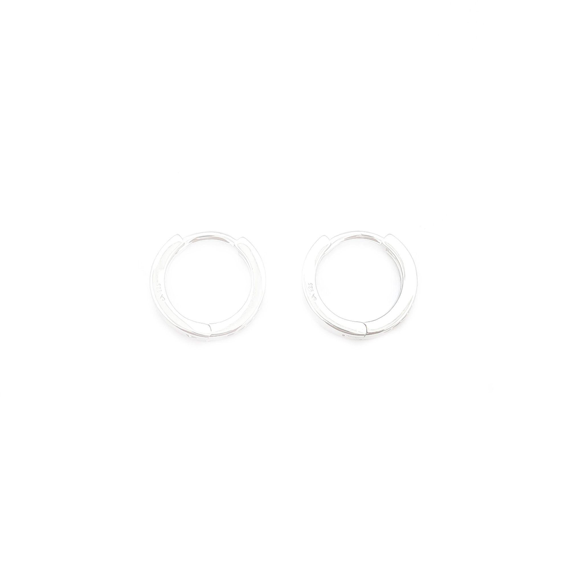 Aros Argollas Circón Blanco 13mm Plata Fina 925-1
