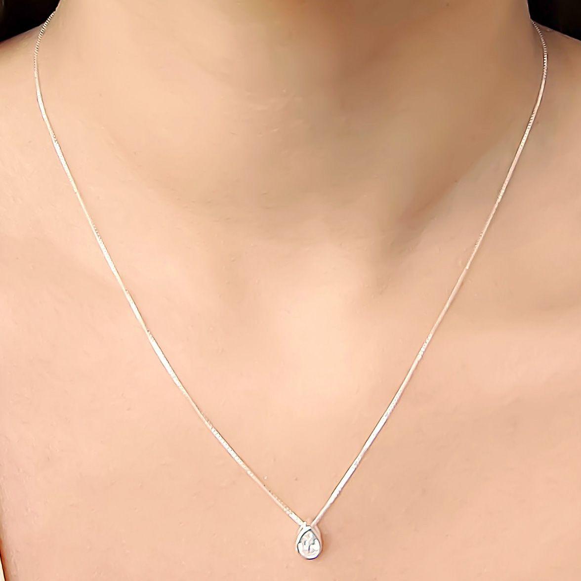Collar Punto De Luz Gota Plata Fina 925-2