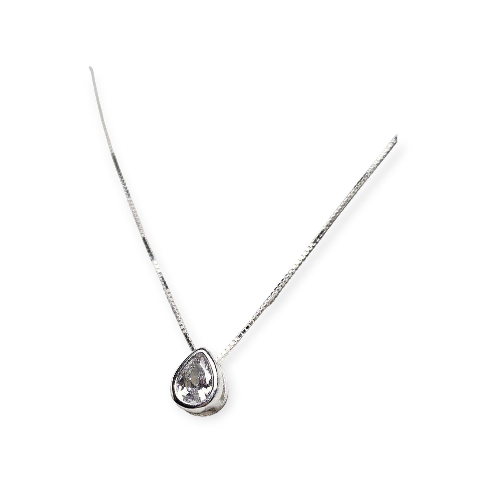 Collar Punto De Luz Gota Plata Fina 925-2