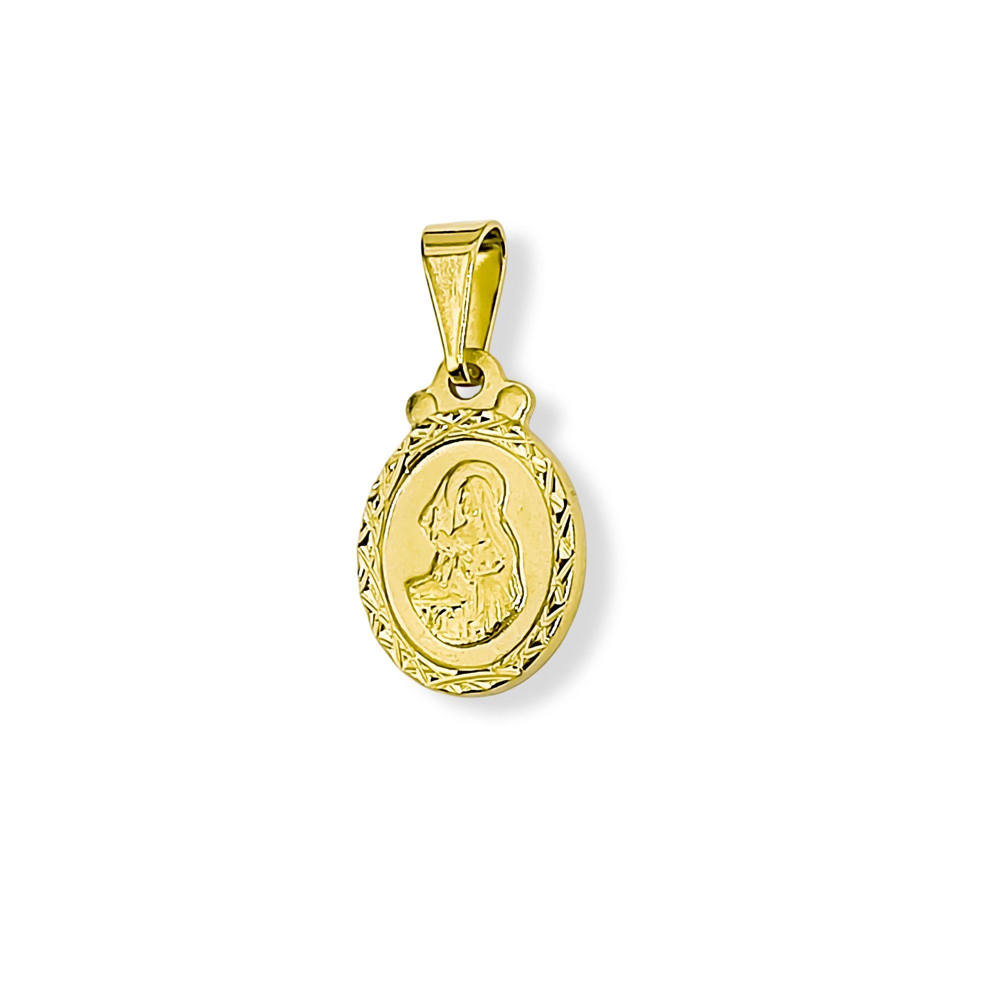 Colgante Medalla Virgen Santa Rita 12mm Ovalado Borde Enchapado Oro 18K-2
