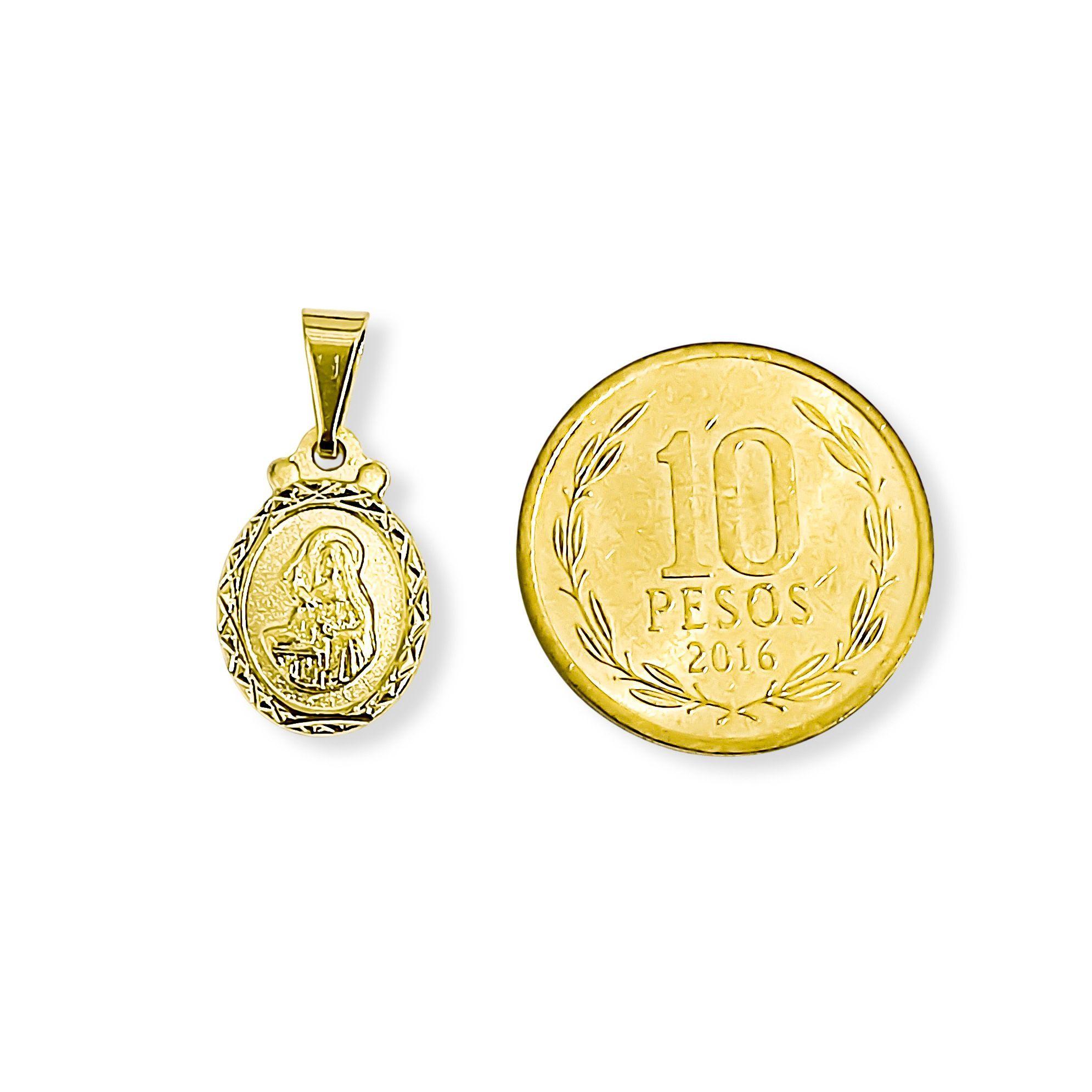 Colgante Medalla Virgen Santa Rita 12mm Ovalado Borde Enchapado Oro 18K-3