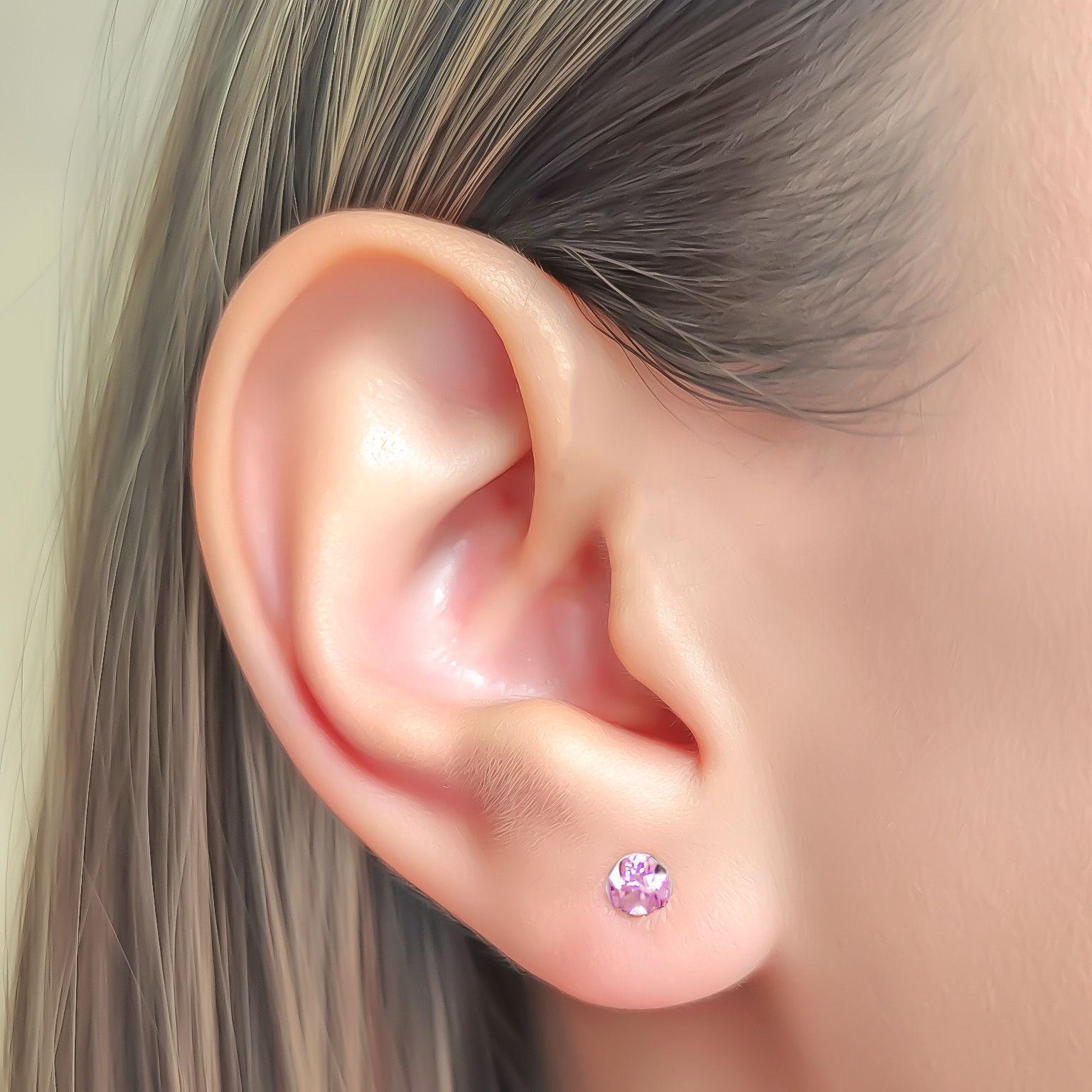 Aros Circón Rosado Grifas 4mm Plata Fina 925-3