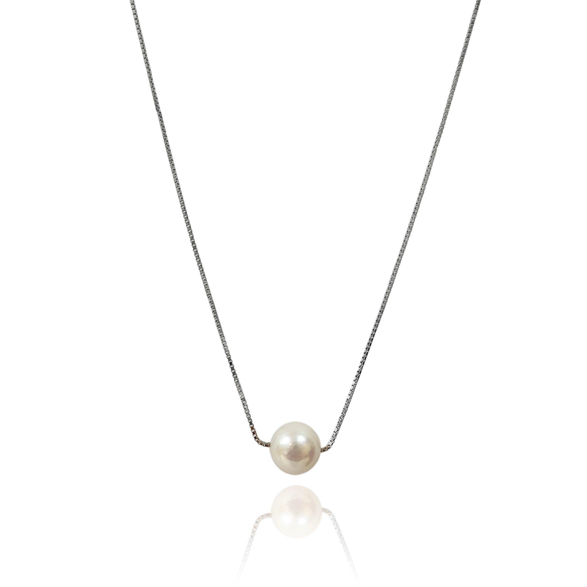 Collar Perla De Rio 7mm Cadena Veneciana Plata Fina 925-1