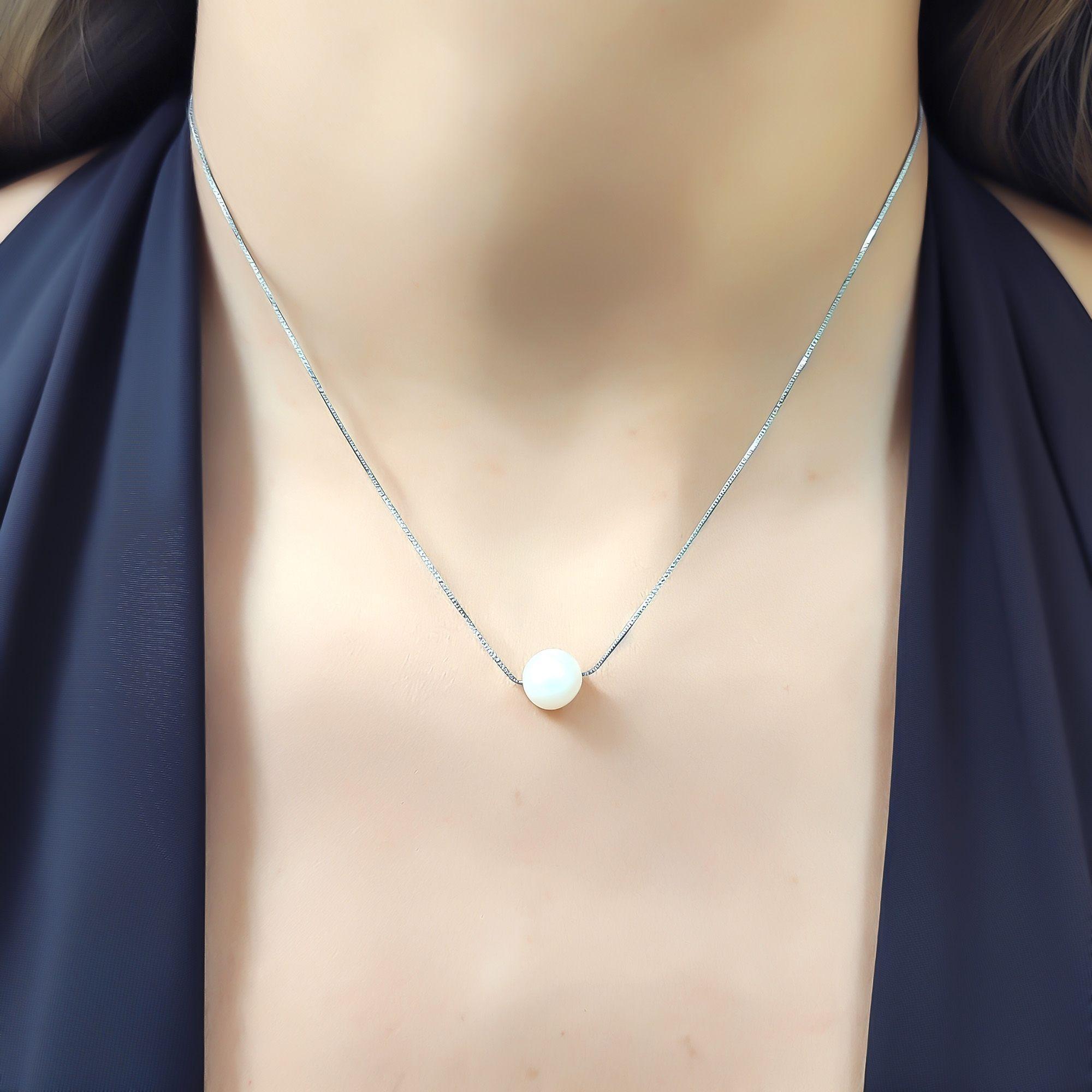 Collar Perla De Rio 7mm Cadena Veneciana Plata Fina 925-2