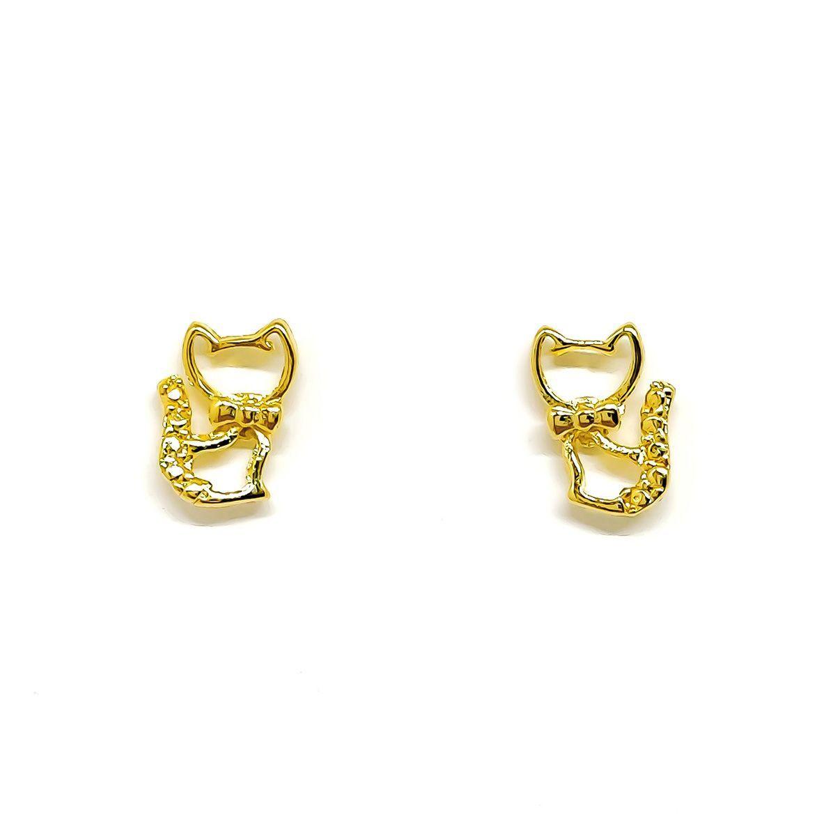 Aros Gatos Corbata Enchapado Oro 18K-0