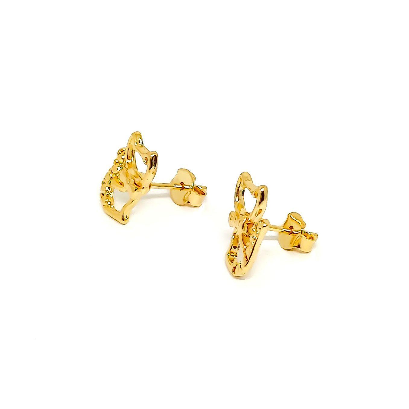 Aros Gatos Corbata Enchapado Oro 18K-2