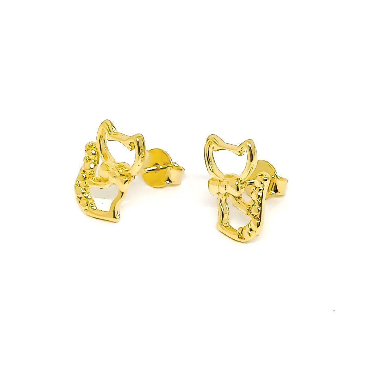 Aros Gatos Corbata Enchapado Oro 18K-1