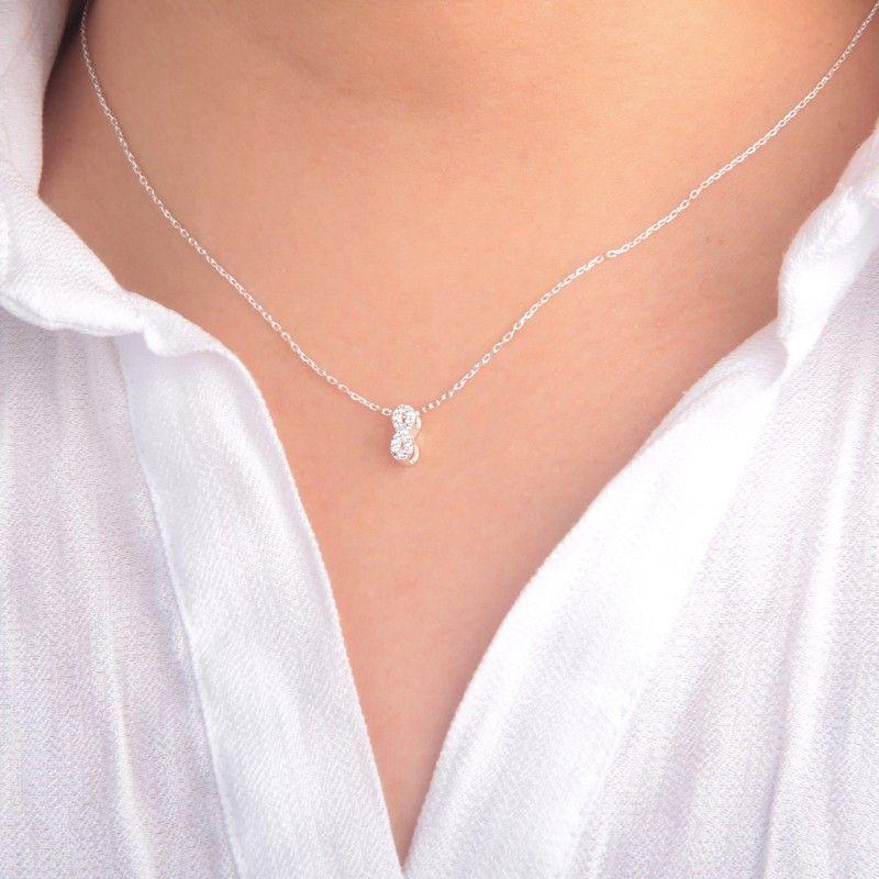 Collar Infinito Circón Mini Plata Fina 925-2