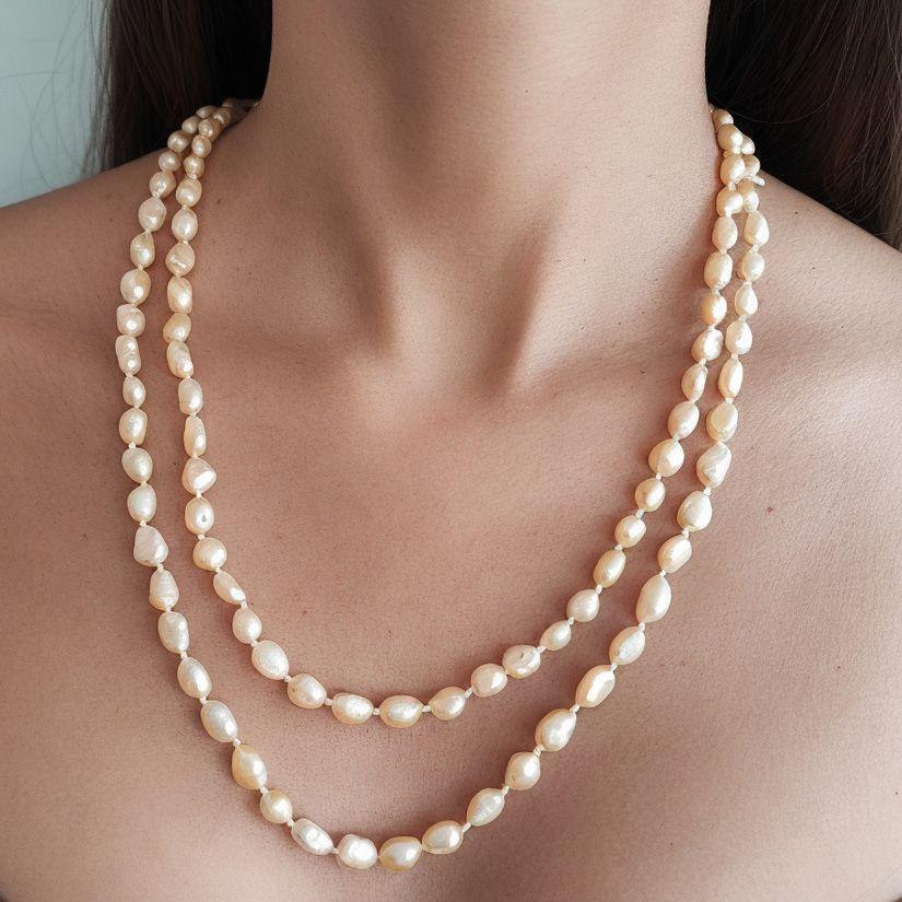 Collar Perlas De Río Magan Rosadas 120cm-2