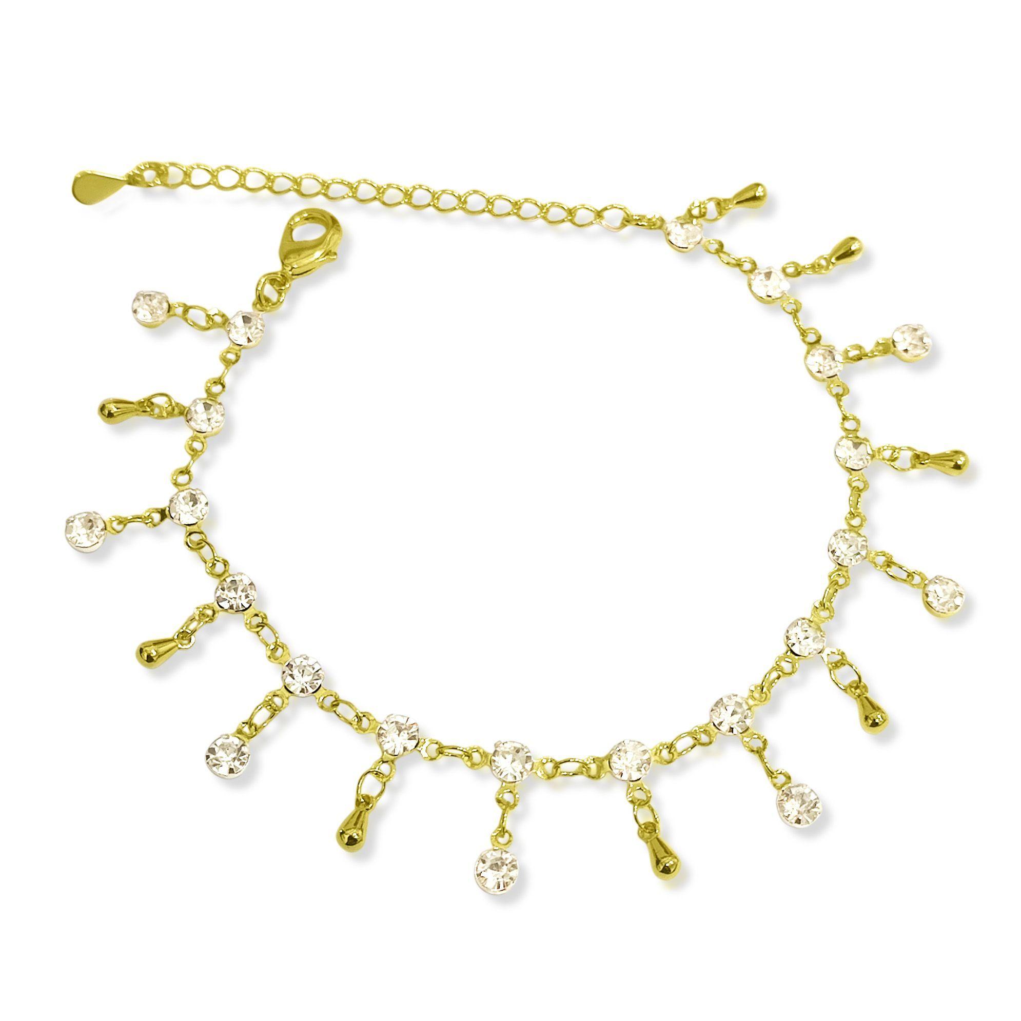 Pulsera Strass Gota Colgante Enchapado Oro 18K-2